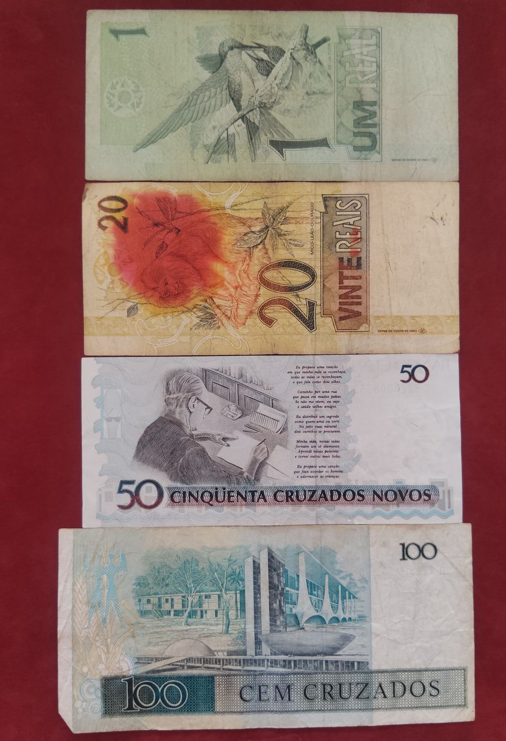 CENTRAL BANK OF BRASIL 1 ,20 REALS  50 ,100 ,500 ,1000 CRUZEIROS (D545)