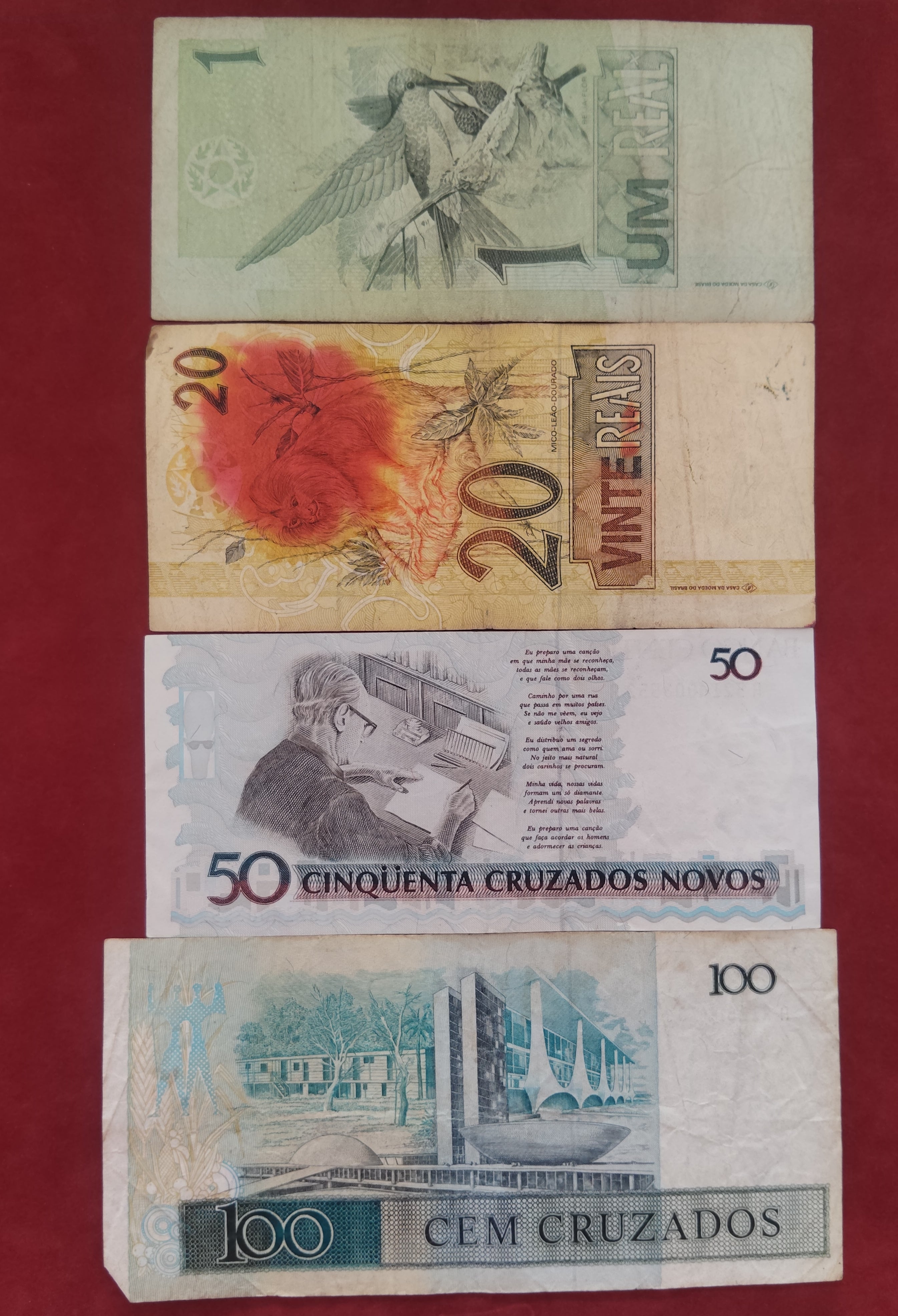 CENTRAL BANK OF BRASIL 1 ,20 REALS  50 ,100 ,500 ,1000 CRUZEIROS (D545)