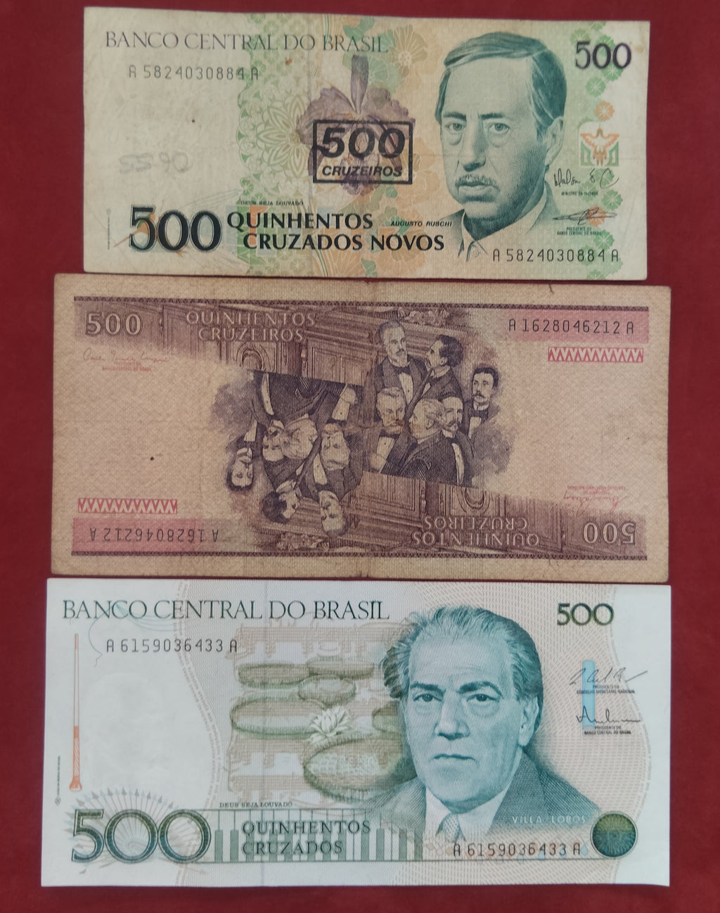 CENTRAL BANK OF BRASIL 1 ,20 REALS  50 ,100 ,500 ,1000 CRUZEIROS (D545)