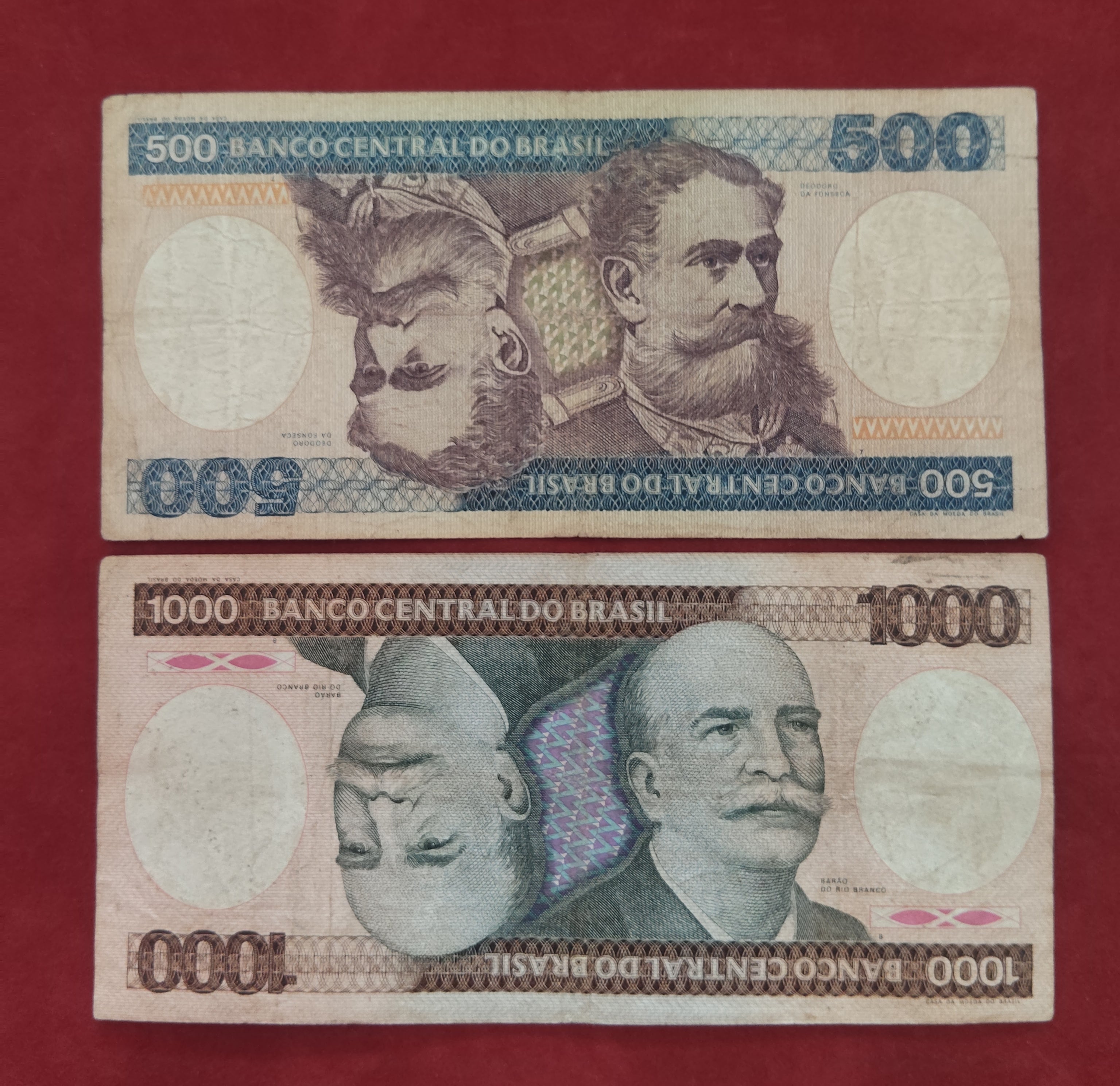 CENTRAL BANK OF BRASIL 500 ,1000 CRUZEIROS (D545)