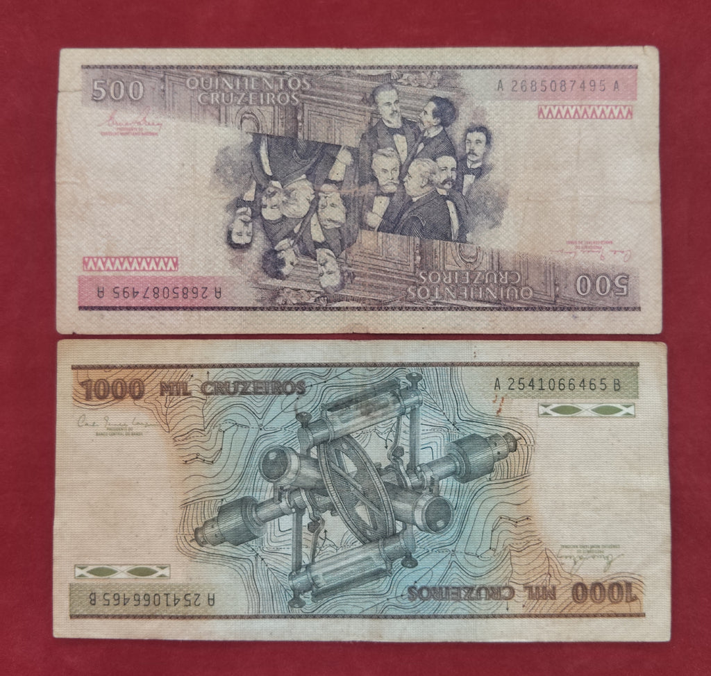 CENTRAL BANK OF BRASIL 500 ,1000 CRUZEIROS (D545)