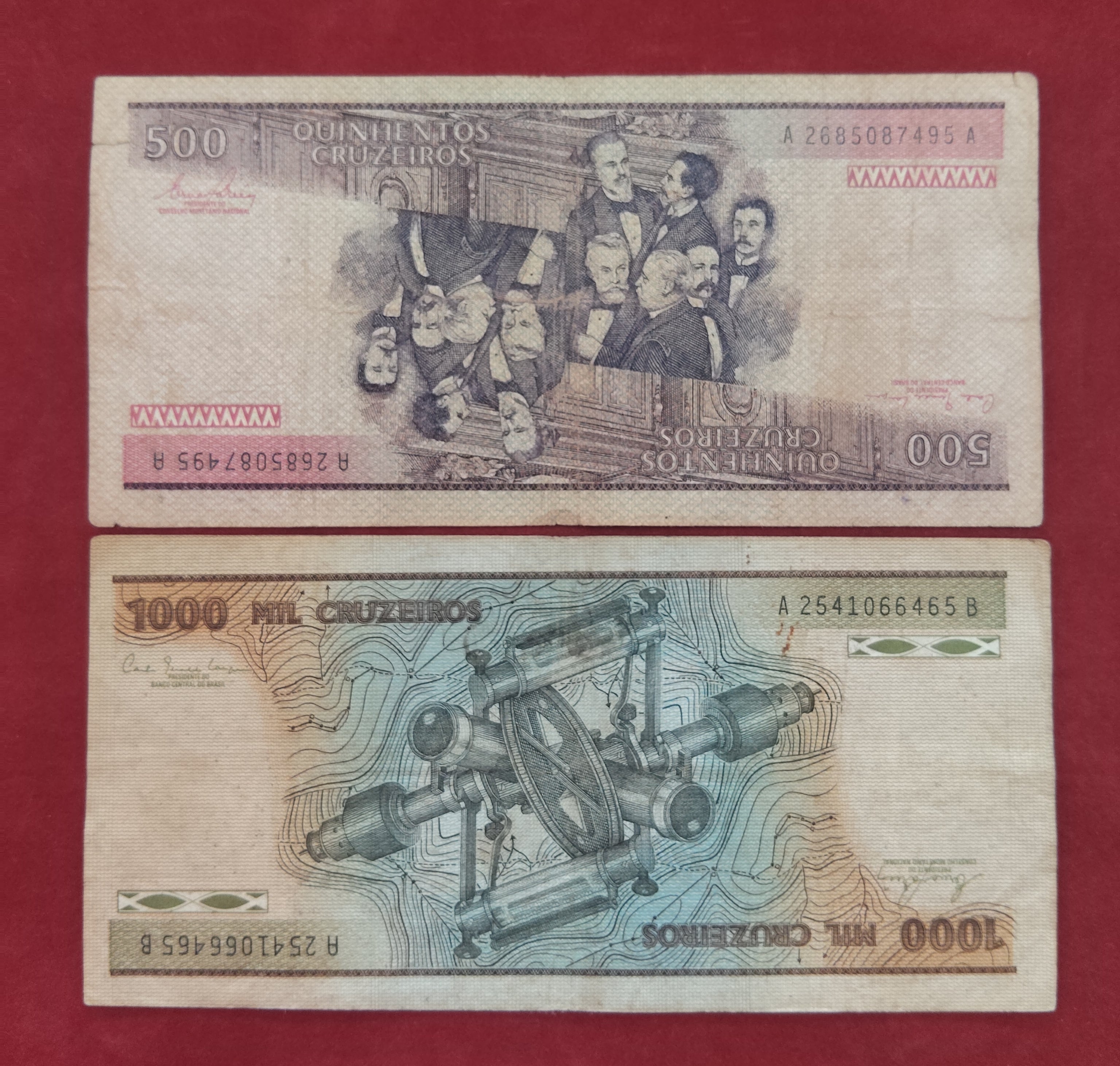 CENTRAL BANK OF BRASIL 500 ,1000 CRUZEIROS (D545)