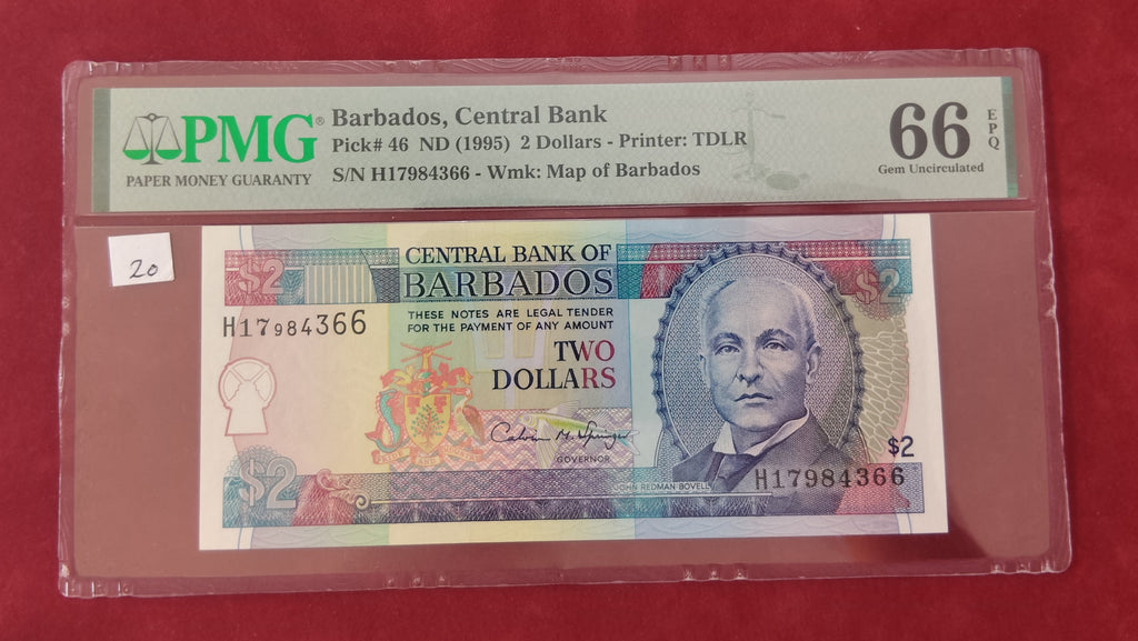 CENTRAL BANK OF BARBADOS 2 DOLLARS (Y011)