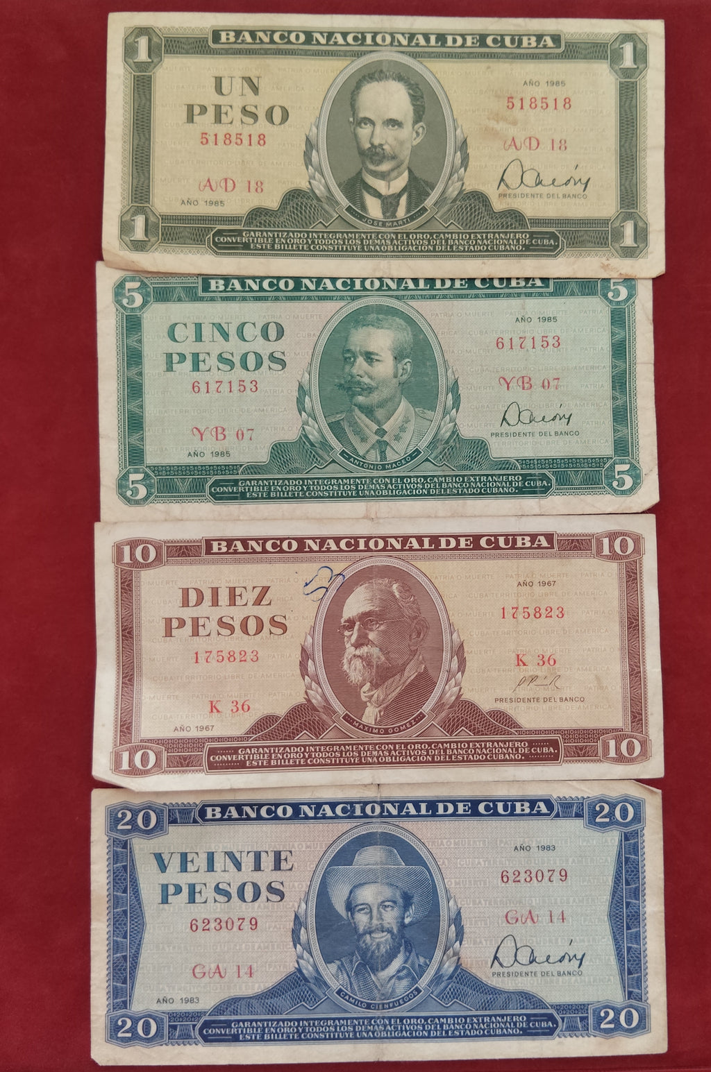 NATIONAL BANK OF CUBA 1 ,5 ,10 ,20 PESOS (1078)