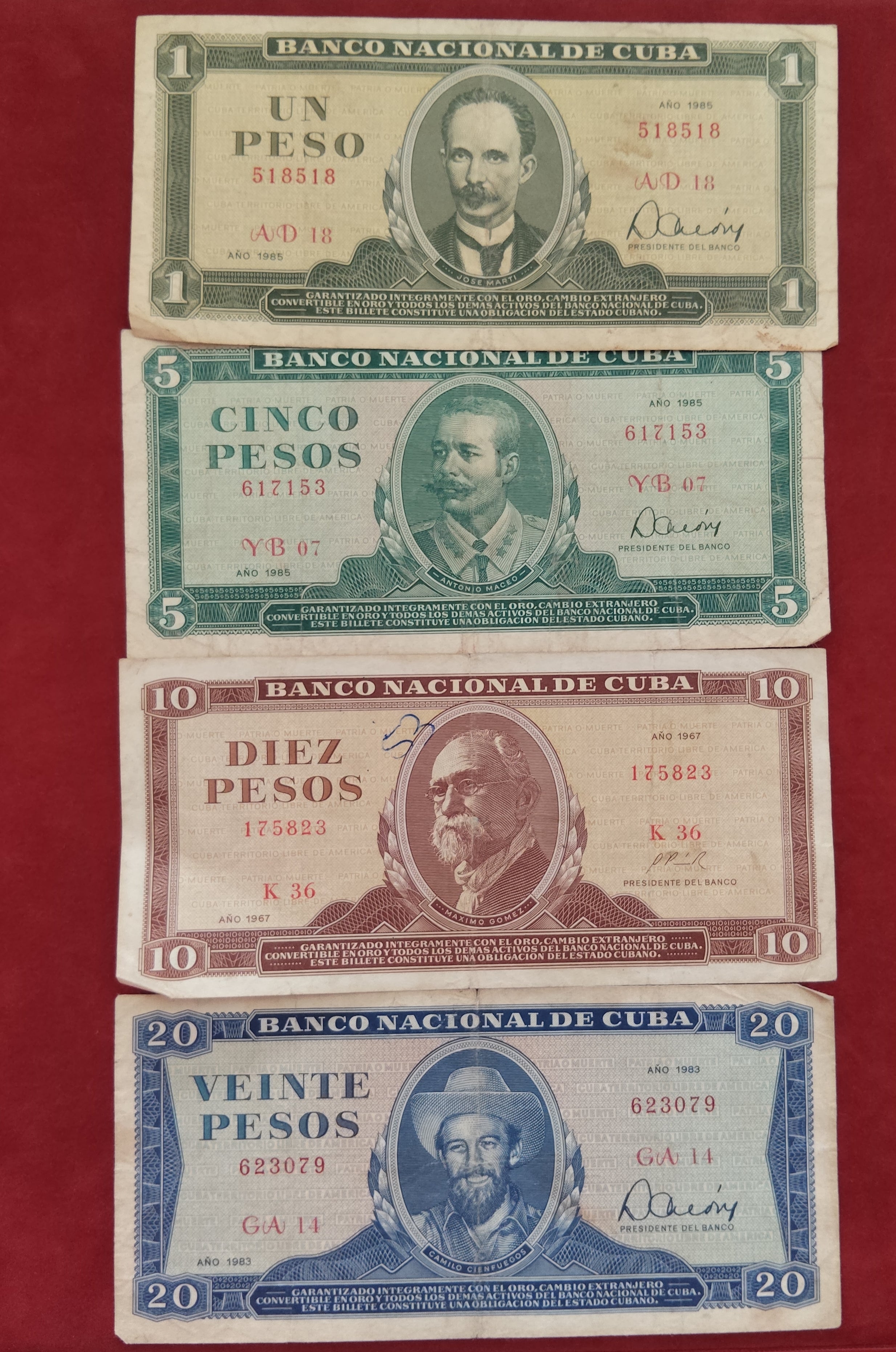 NATIONAL BANK OF CUBA 1 ,5 ,10 ,20 PESOS (1078)