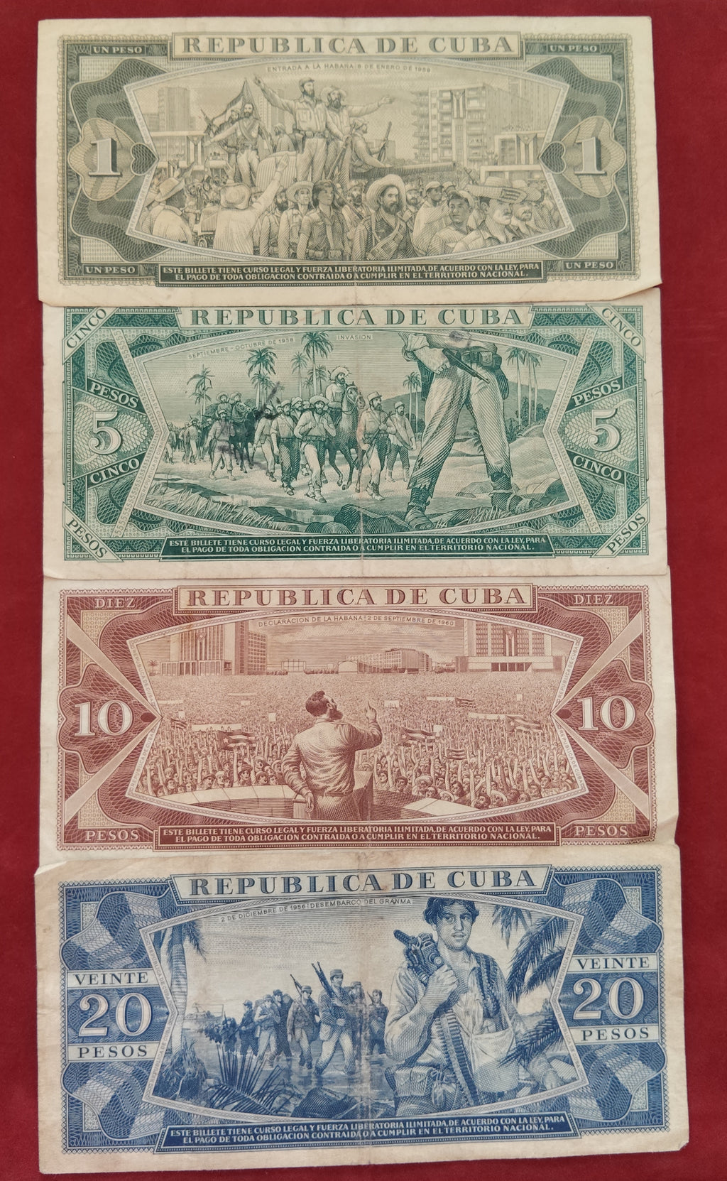 NATIONAL BANK OF CUBA 1 ,5 ,10 ,20 PESOS (1078)