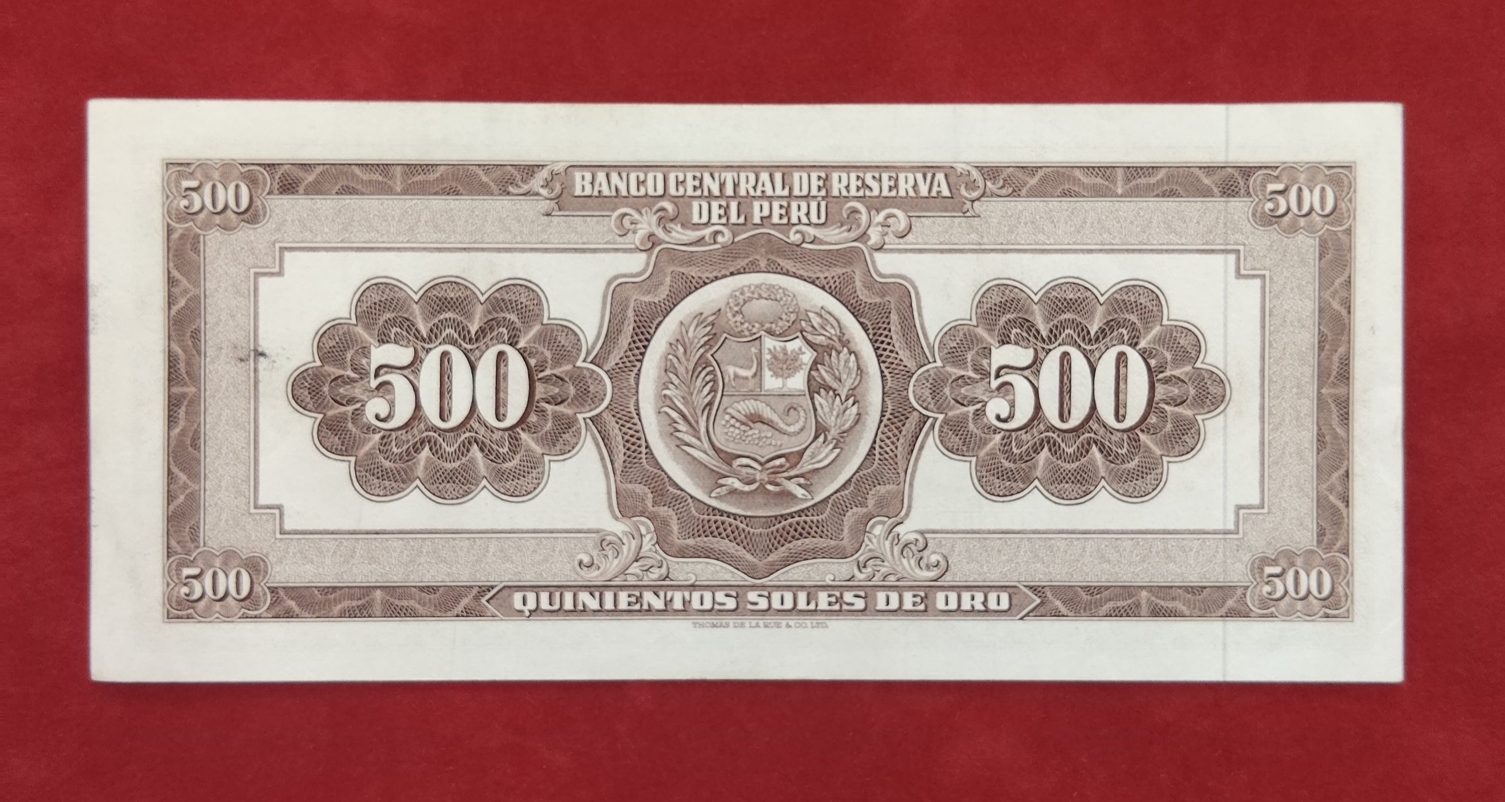 CENTRAL RESERVE BANK OF PERU 500 SOLES DE ORO&nbsp;