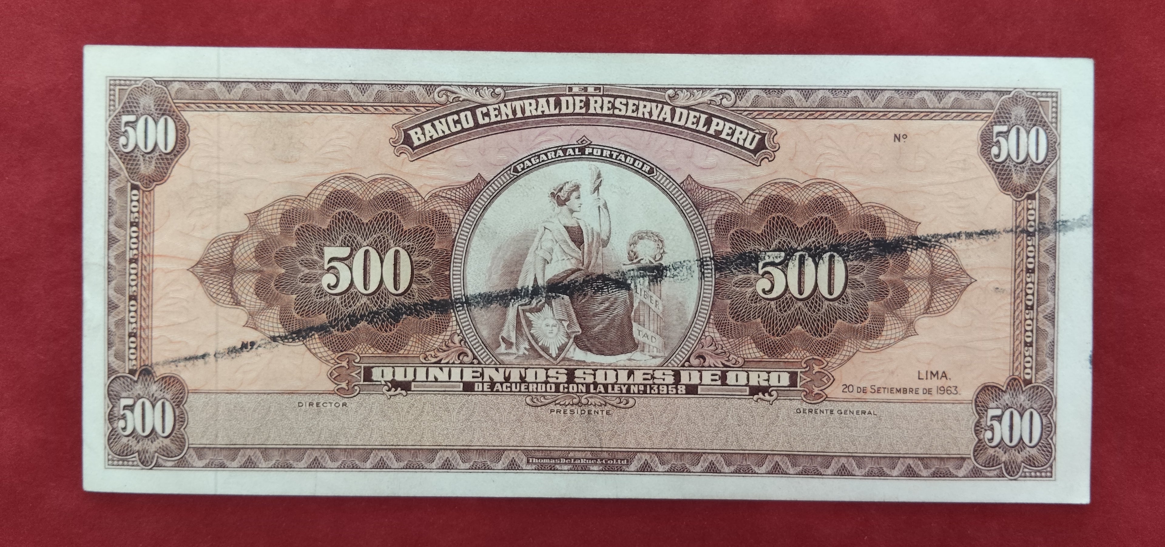 CENTRAL RESERVE BANK OF PERU 500 SOLES DE ORO&nbsp;