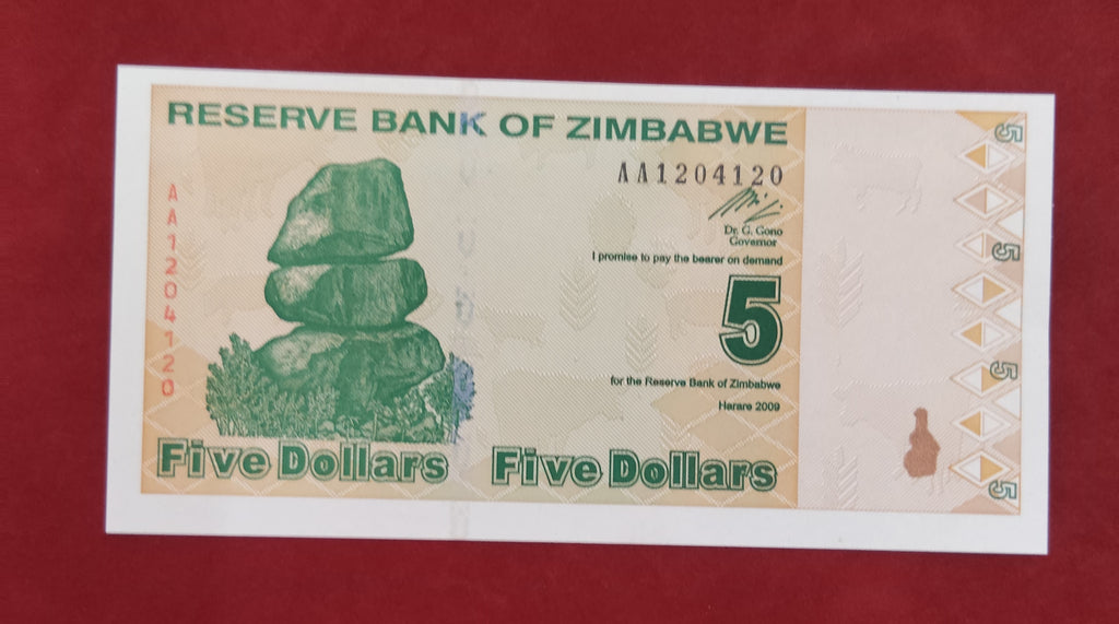 RESERVE BANK OF ZIMBABWE 5 DOLLARS (282)