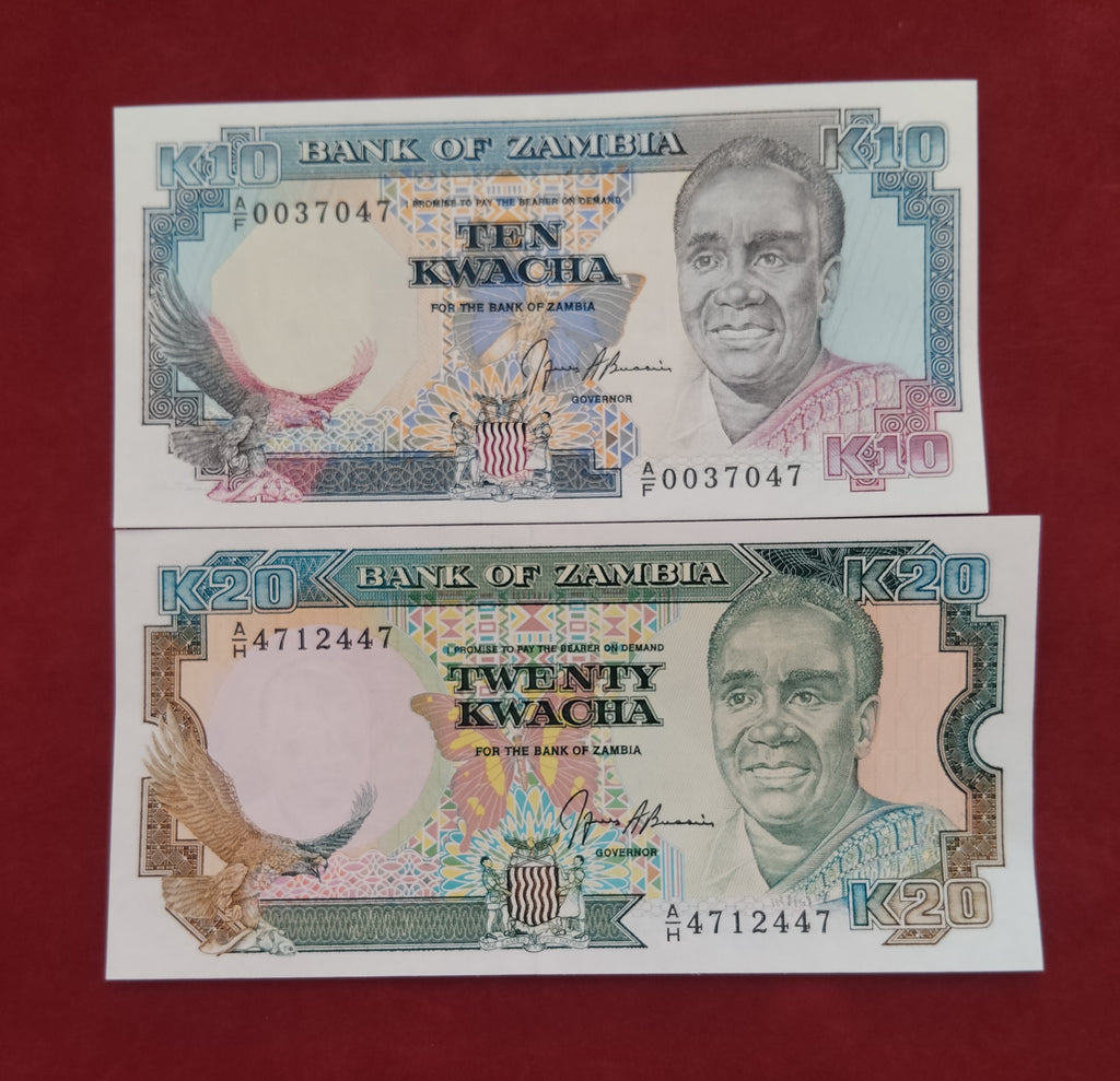 BANK OF ZAMBIA 10 ,20 KWACHA (C425)