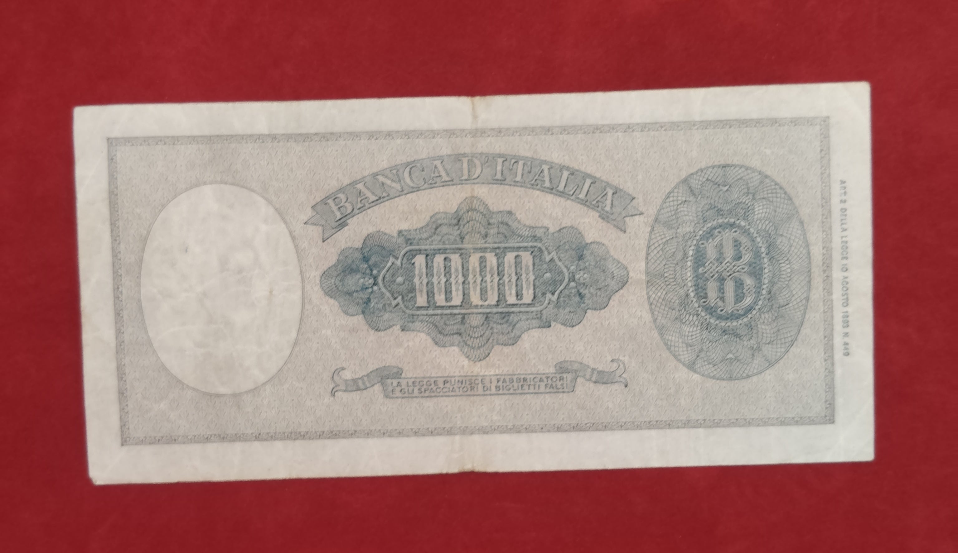 BANK OF ITALIA 1000 LIRE (REF:132)
