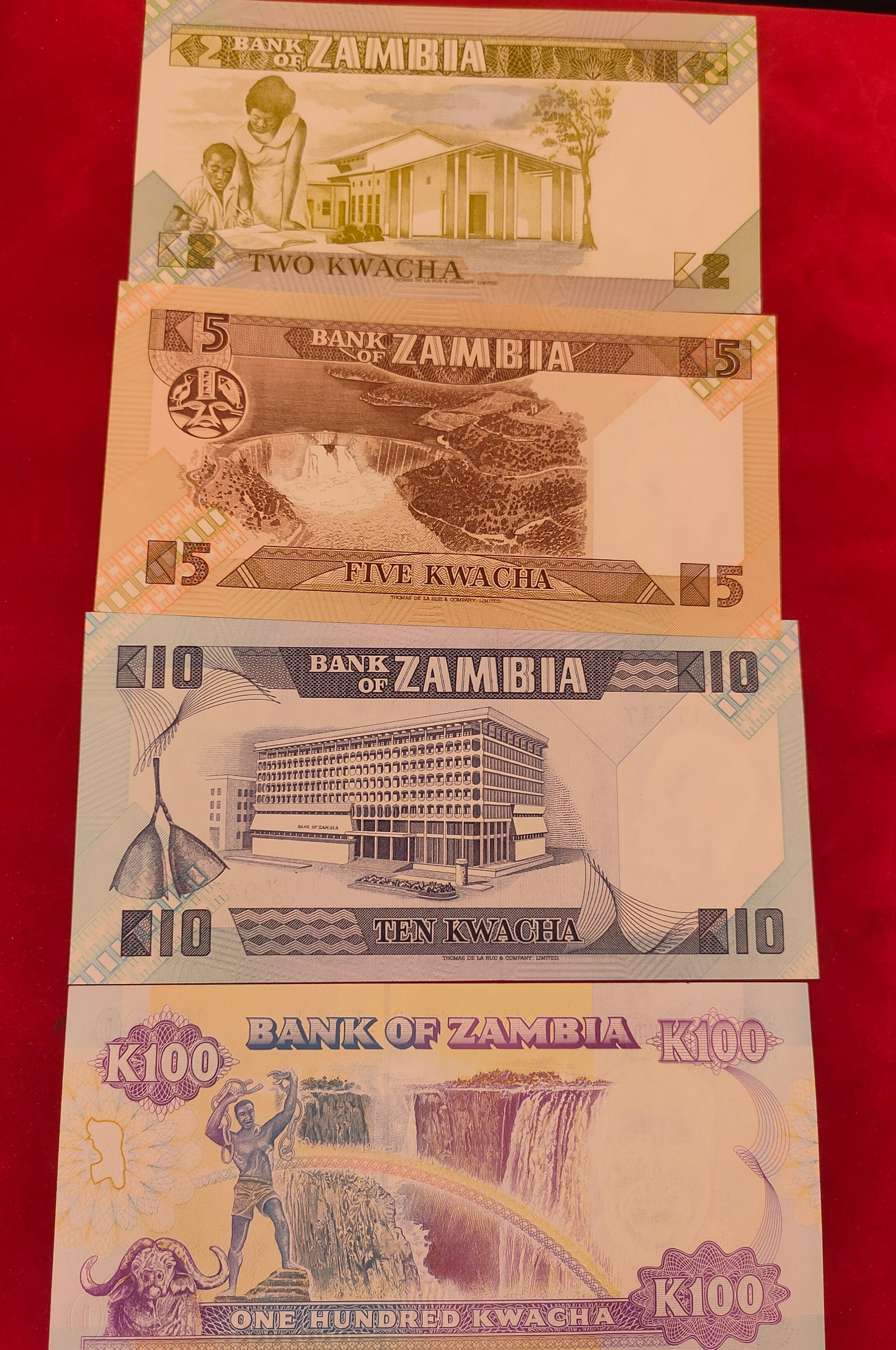 BANK OF ZAMBIA 2, 5, 10, 100 KWACHA (C423)