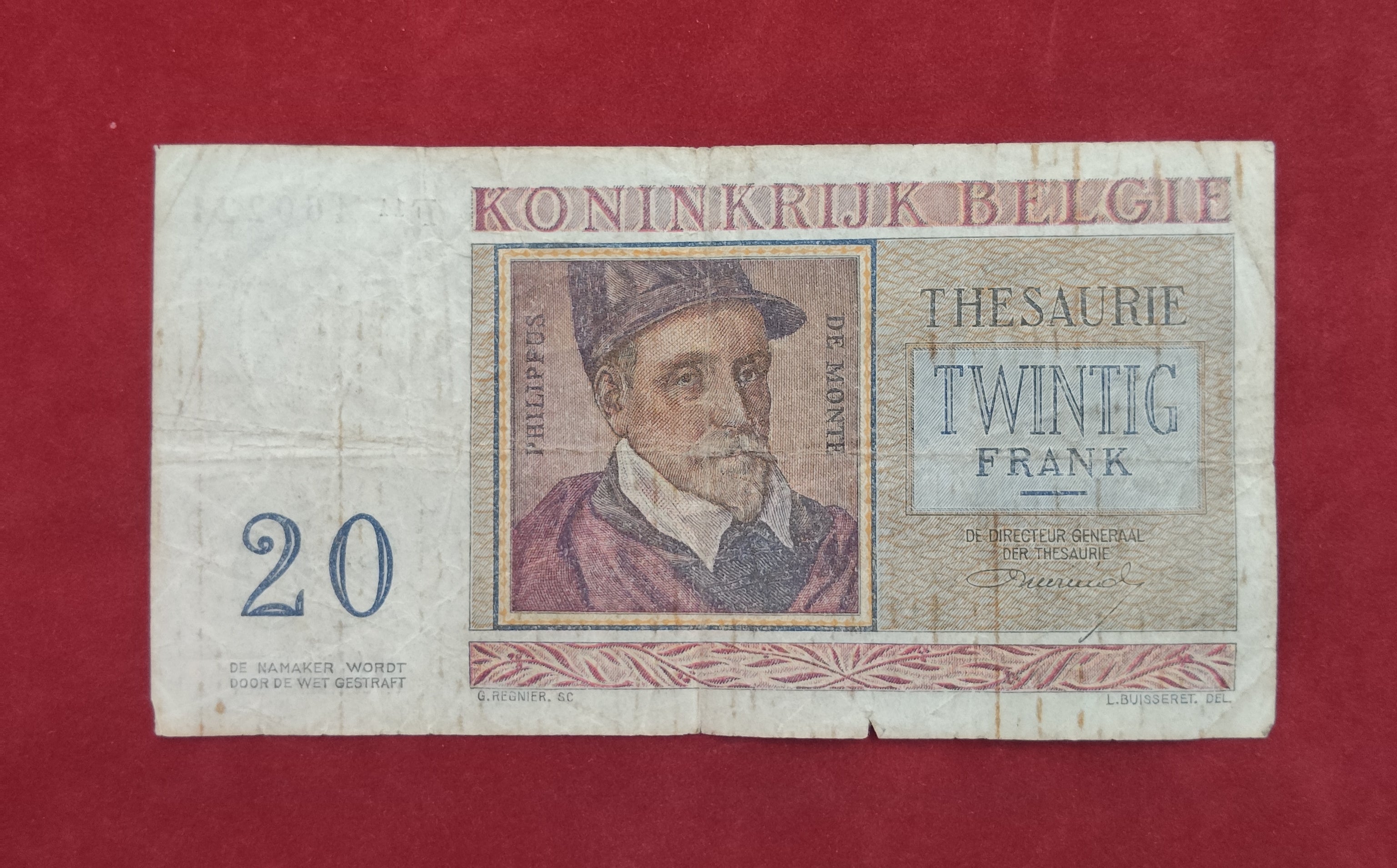 NATIONAL BANK OF BELGIUM 20 FRANK (896)