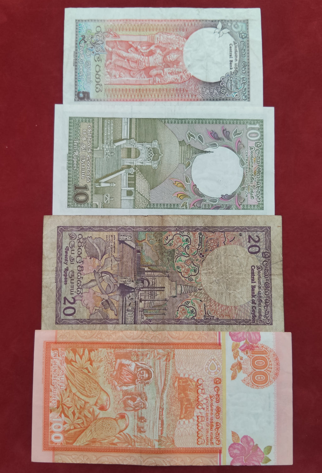 CENTRAL BANK OF CEYLON 5 ,10 ,20 ,100 RUPEES (D67)