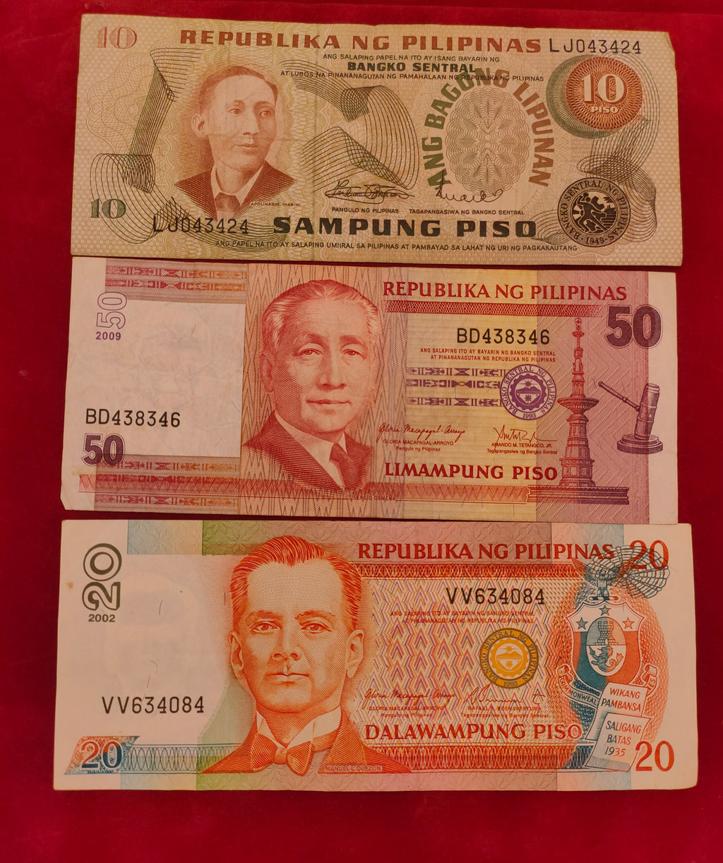CENTRAL BANK OF PHILIPPINES 10, 20, 50 PISO (D742)