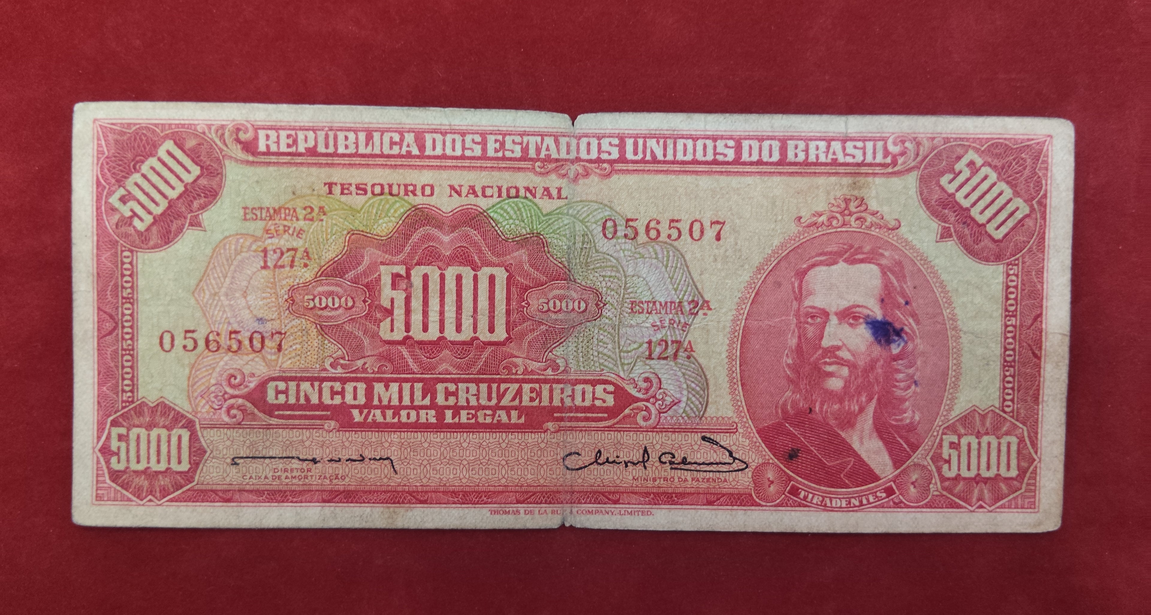 CENTRAL BANK OF BRASIL 5000 CRUZEIROS (D880)