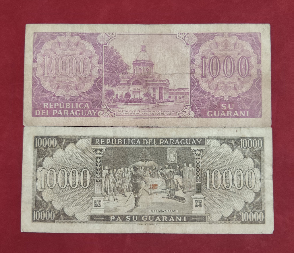 CENTRAL BANK OF PARAGUAY 1000 ,10000 GUARANIES (D701)