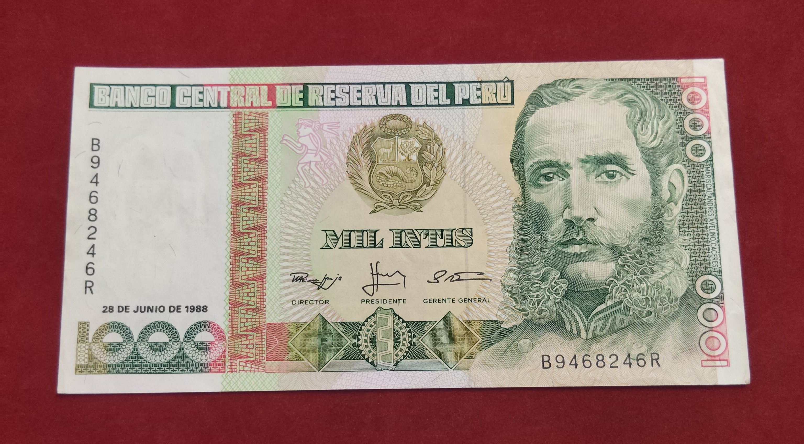 CENTRAL RESERVE BANK OF PERU 1000 INTIS (V441)