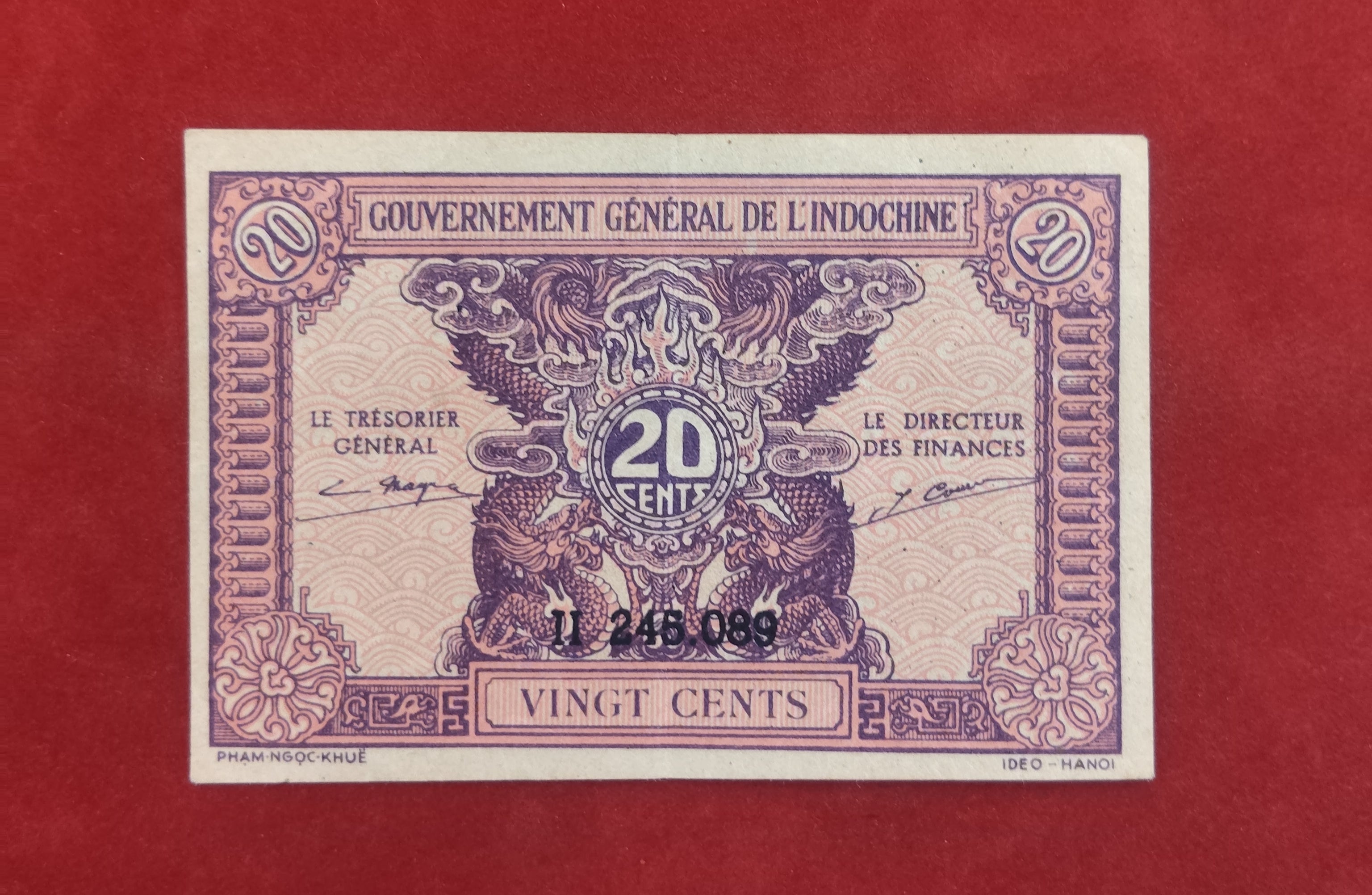 GENERAL GOVERNMENT BANK OF INDOCHINE 20 CENTS (V185)
