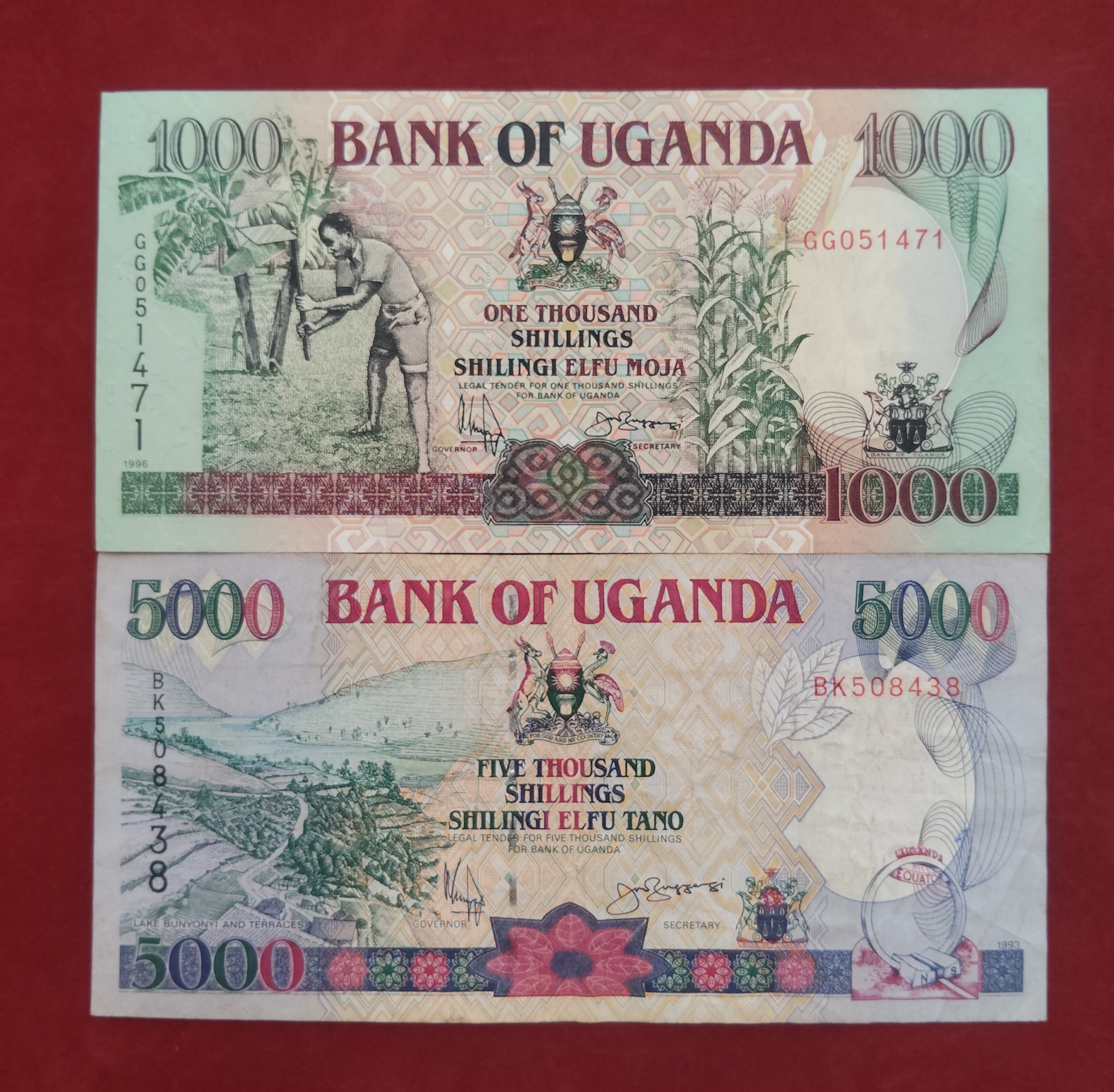 BANK OF UGANDA 1000 ,5000 SHILLINGS (C317)
