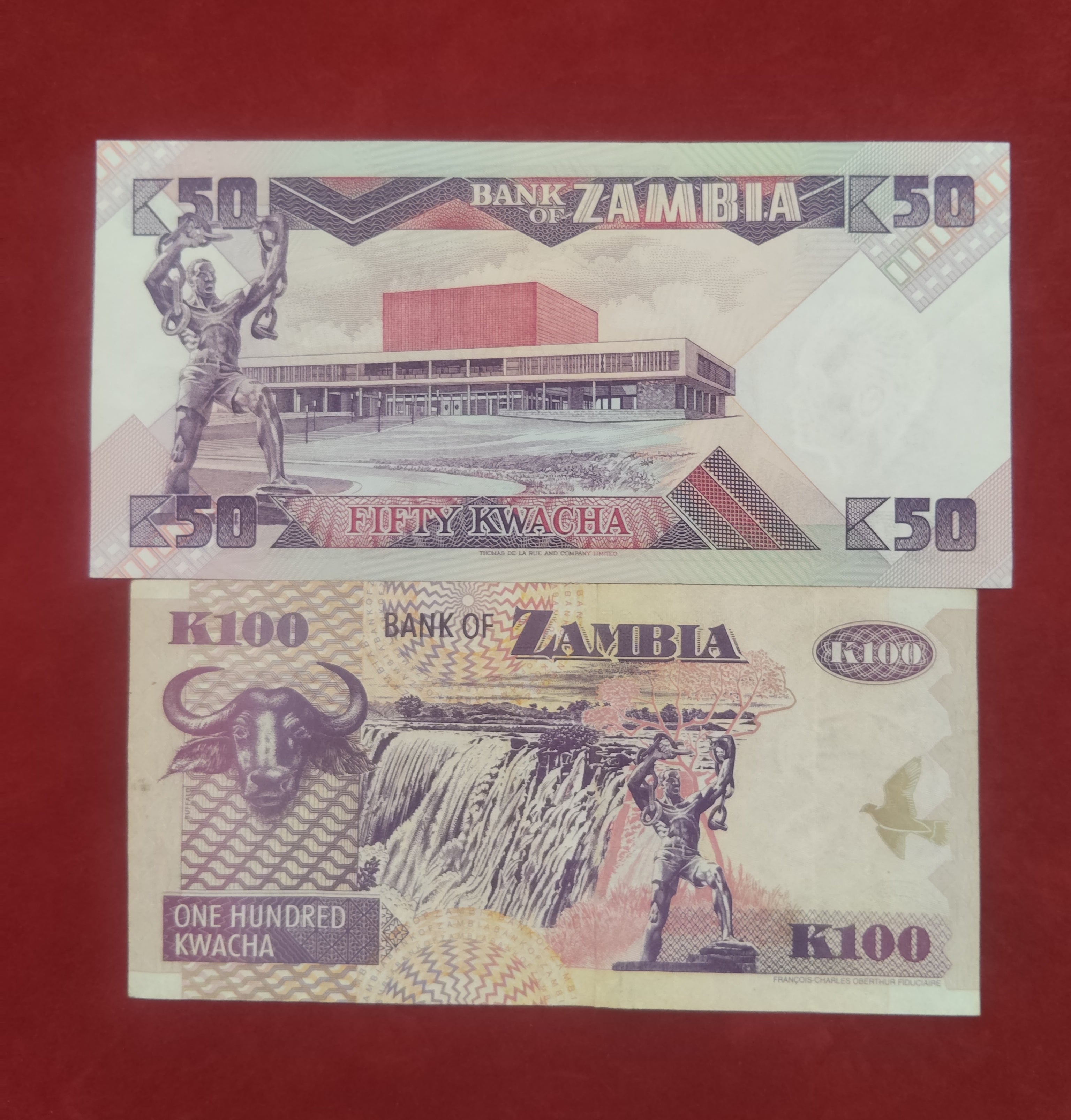 BANK OF ZAMBIA 50 ,100 KWACHA (V439)