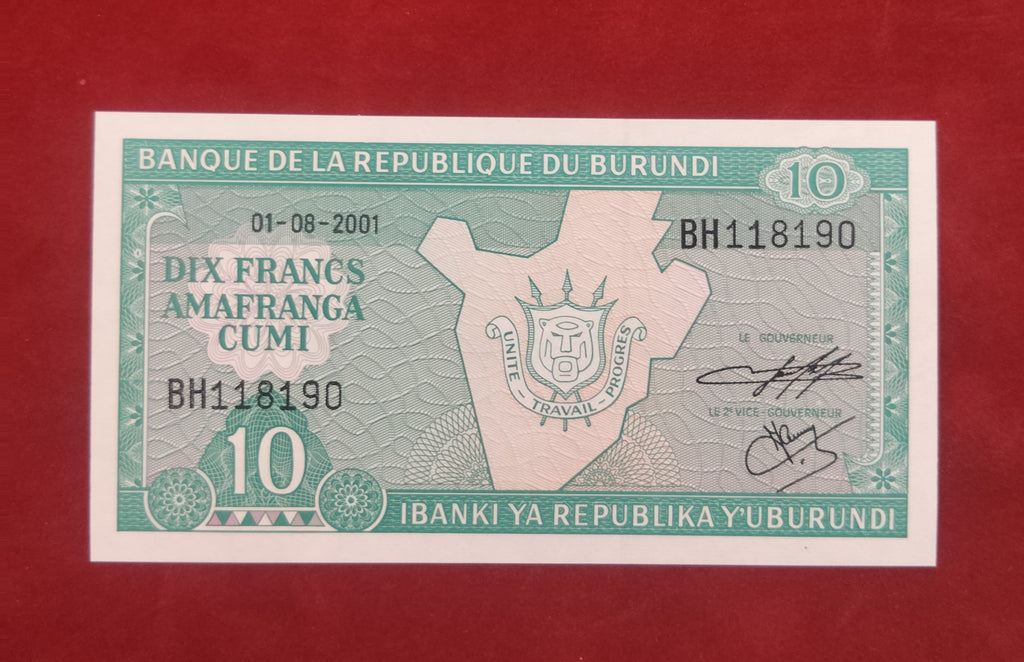 REPUBLIC BANK OF BURUNDI 10 FRANCS (354)