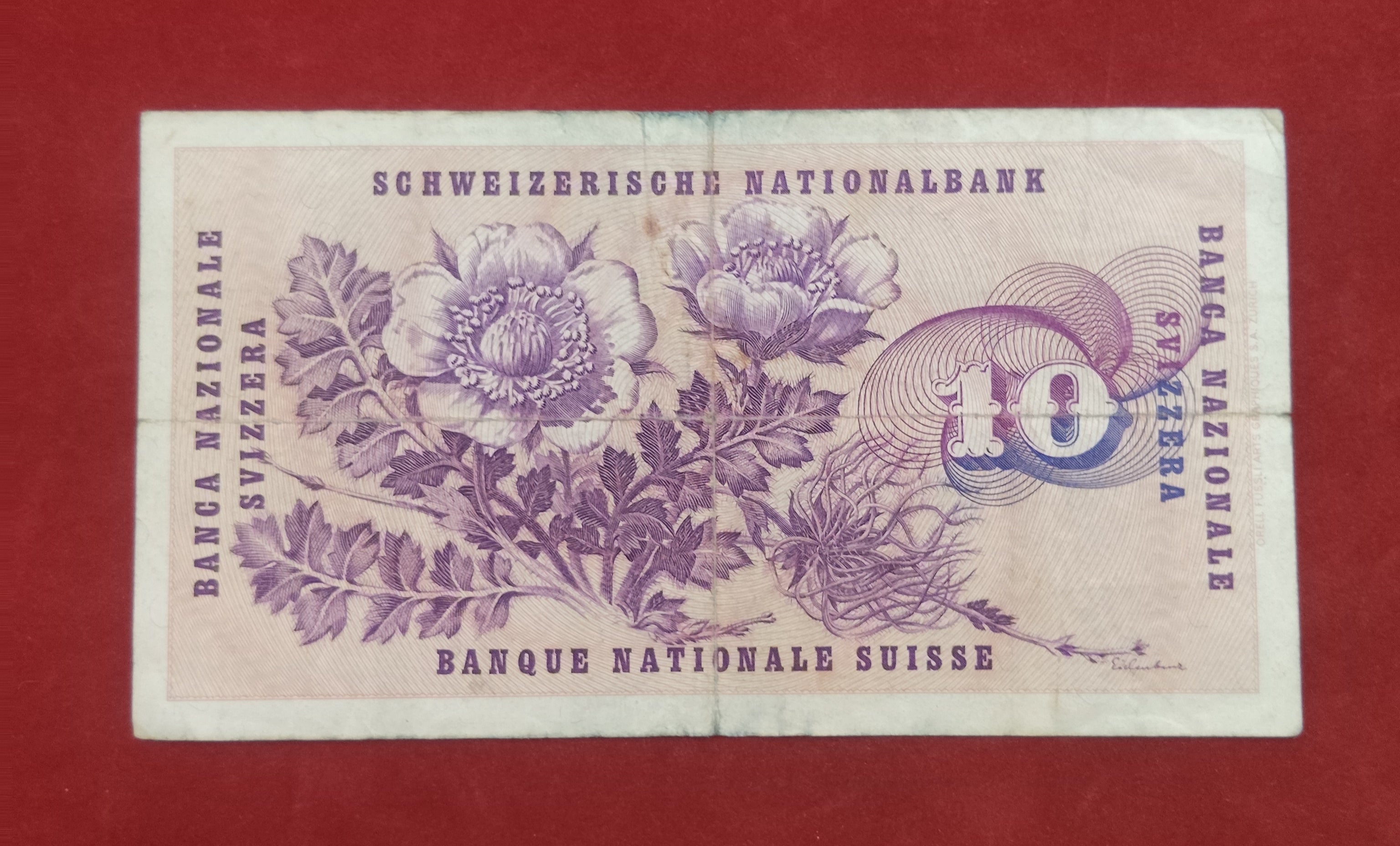 NATIONAL BANK OF SWITZERLAND 10 FRANCS (D1000)