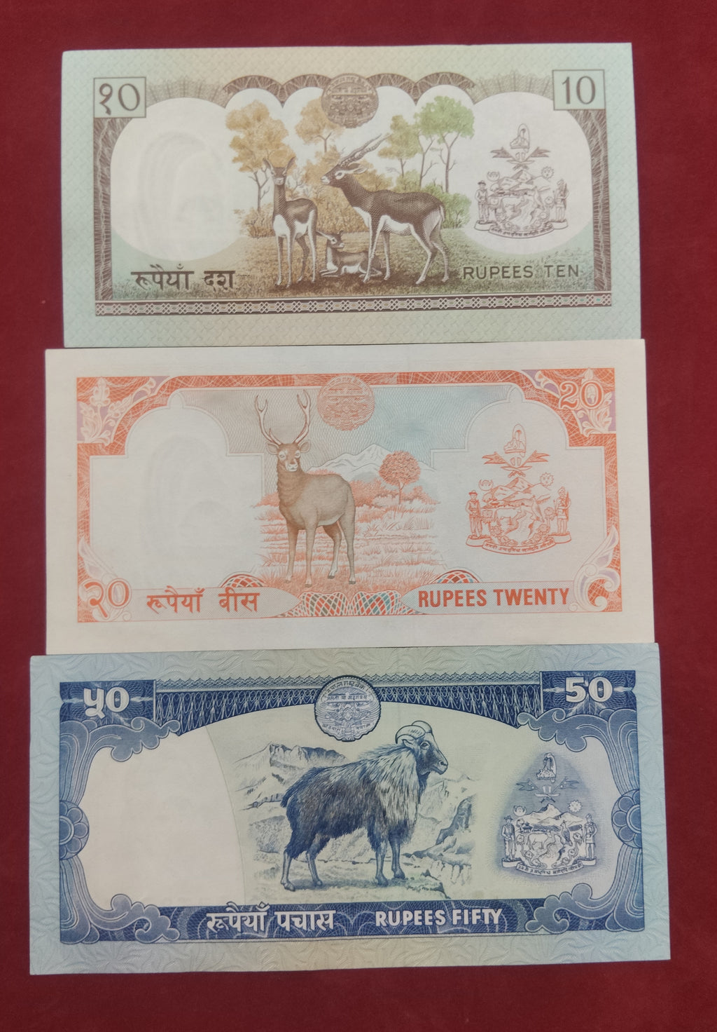 BANK OF NEPAL RASTRA 1 ,2 ,5 ,10 , 20 ,50 RUPEES (D990)