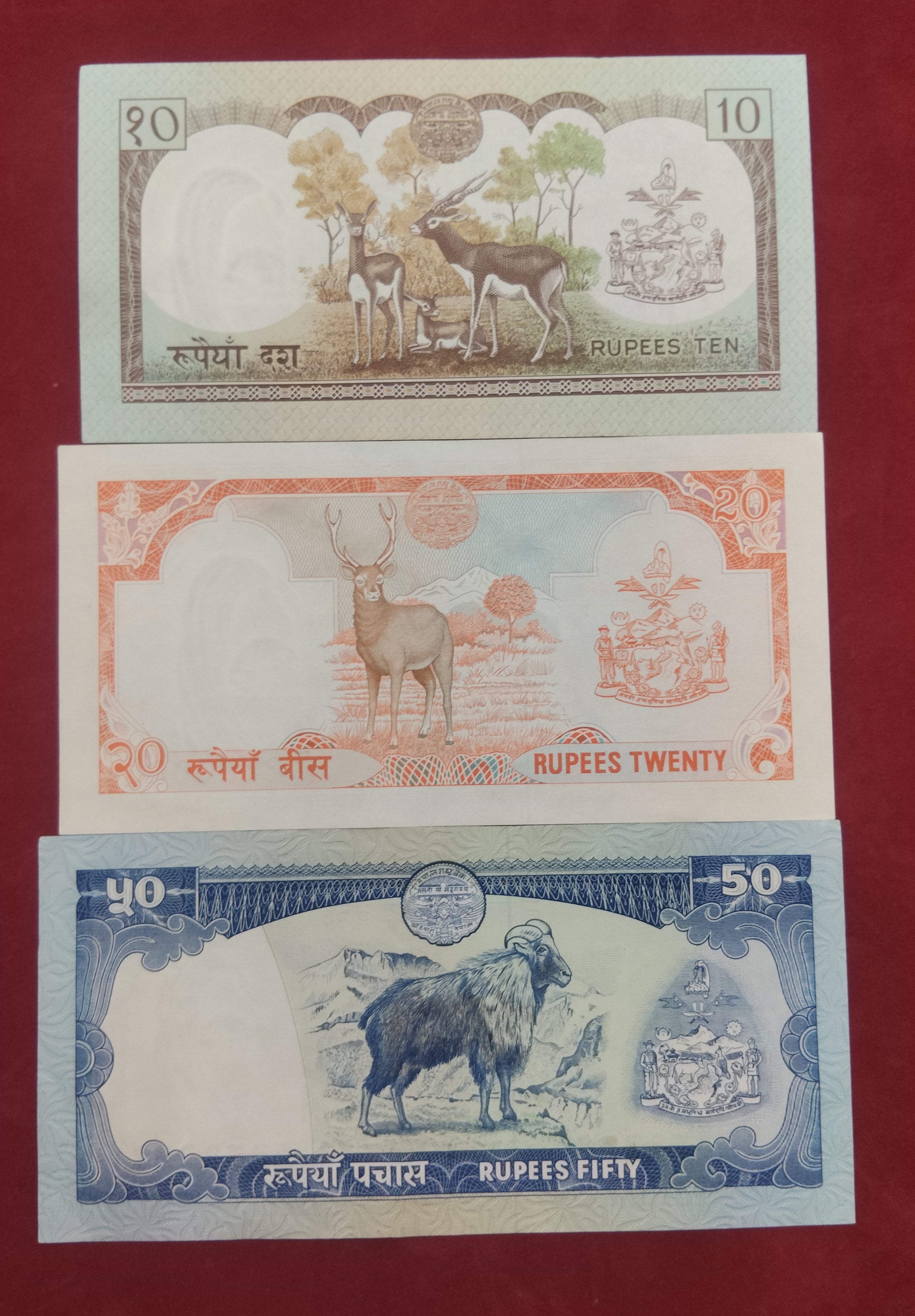 BANK OF NEPAL RASTRA 1 ,2 ,5 ,10 , 20 ,50 RUPEES (D990)