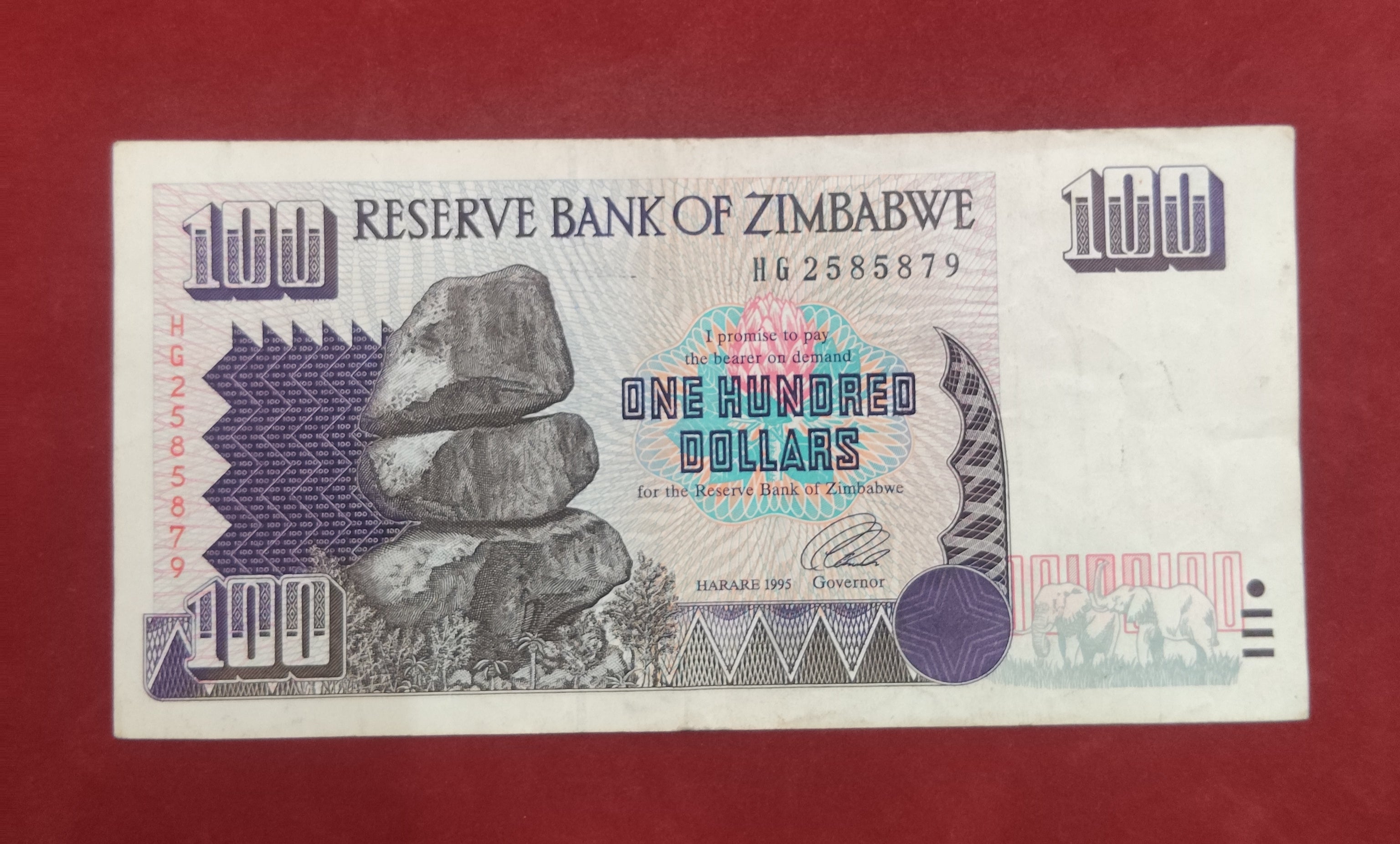 RESERVE BANK OF ZIMBABWE 100 DOLLARS (D725)