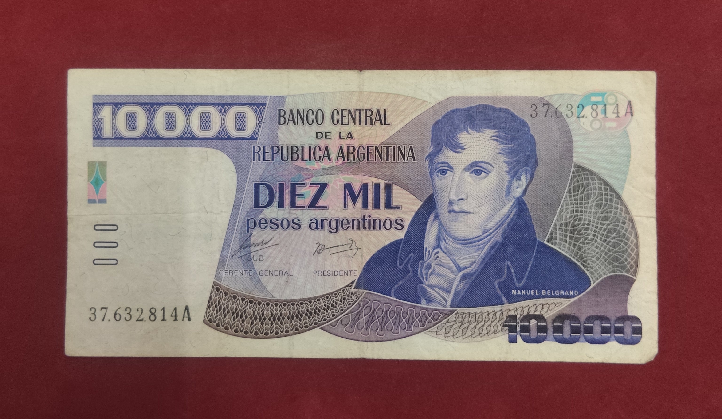 CENTRAL REPUBLIC BANK OF ARGENTINA 10000 PESOS ARGENTINOS (824)