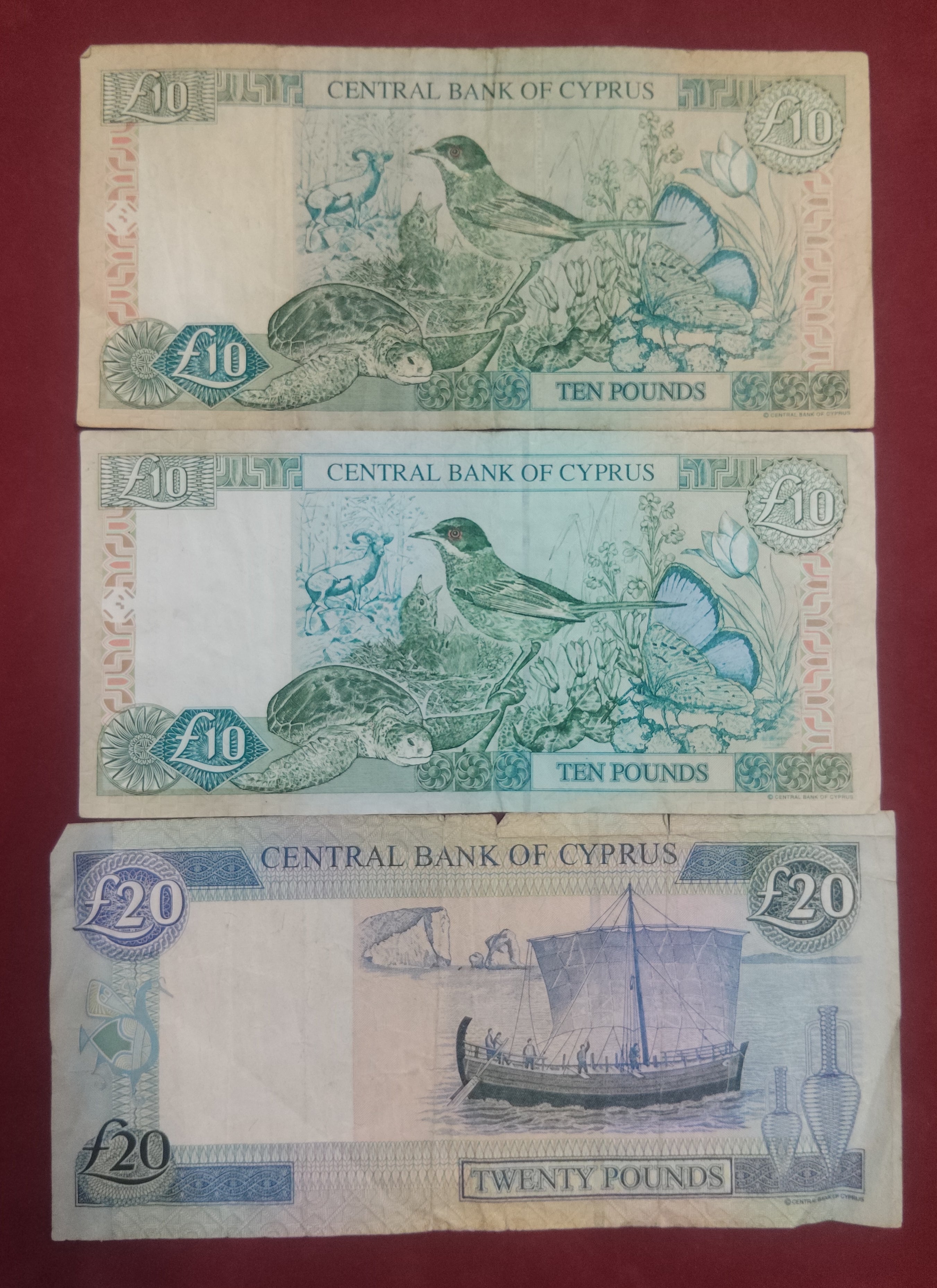 CENTRAL BANK OF CYPRUS 10 ,20 POUNDS (Y240)