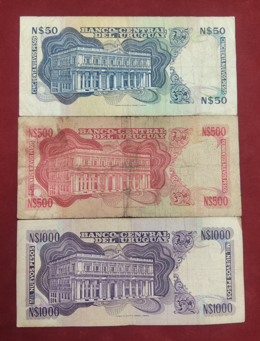 CENTRAL BANK OF URUGUAY 50 ,500 ,1000 PESOS (1090)