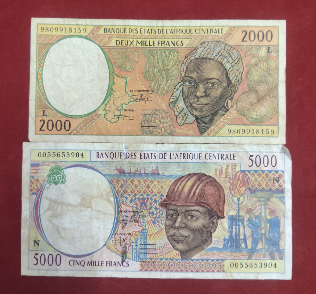 BANK OF CENTRAL AFRICAN STATE 2000 ,5000 FRANCS (626)