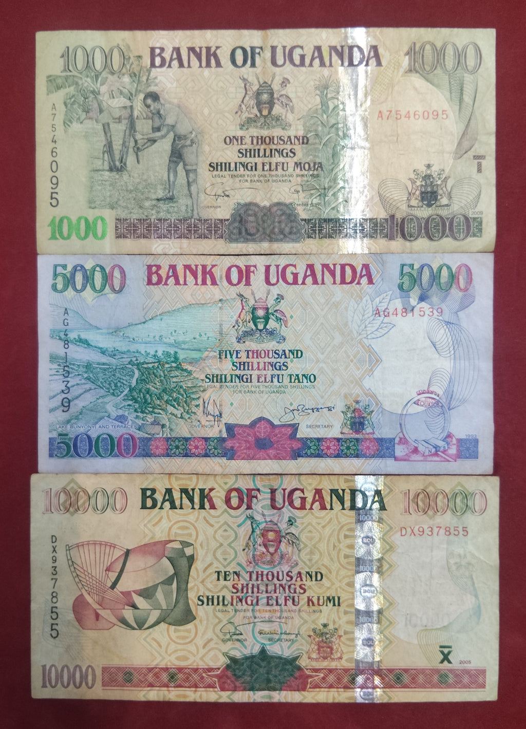 BANK OF UGANDA 1000 ,5000 ,10000 SHILLINGS (D431)