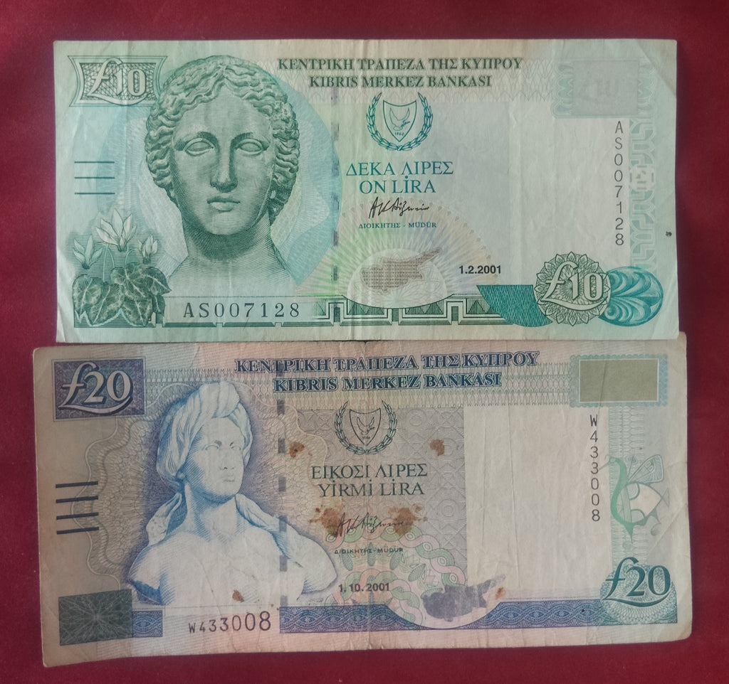 CENTRAL BANK OF CYPRUS 10 ,20 POUNDS