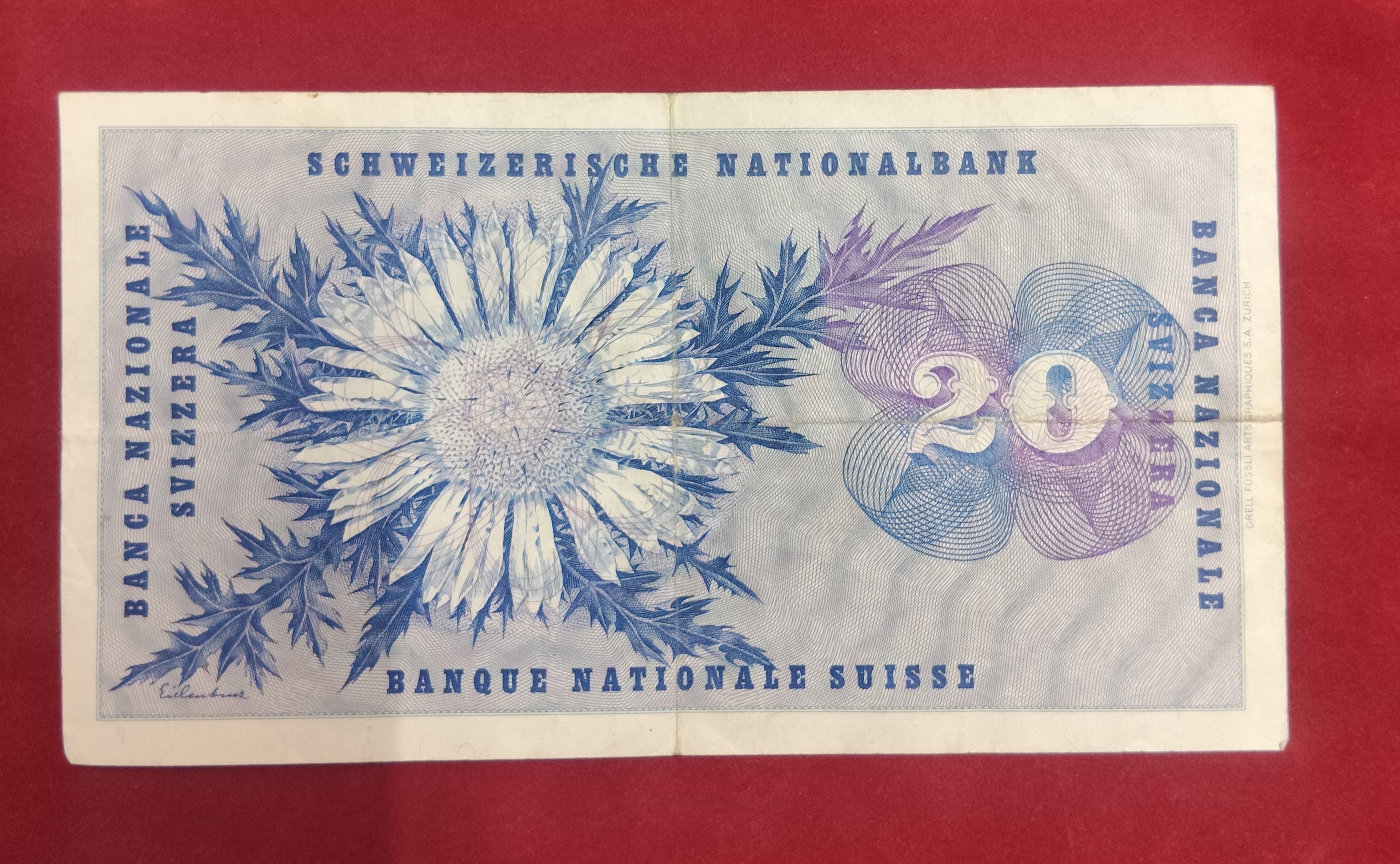 NATIONAL BANK OF SWITZERLAND 20 FRANCS