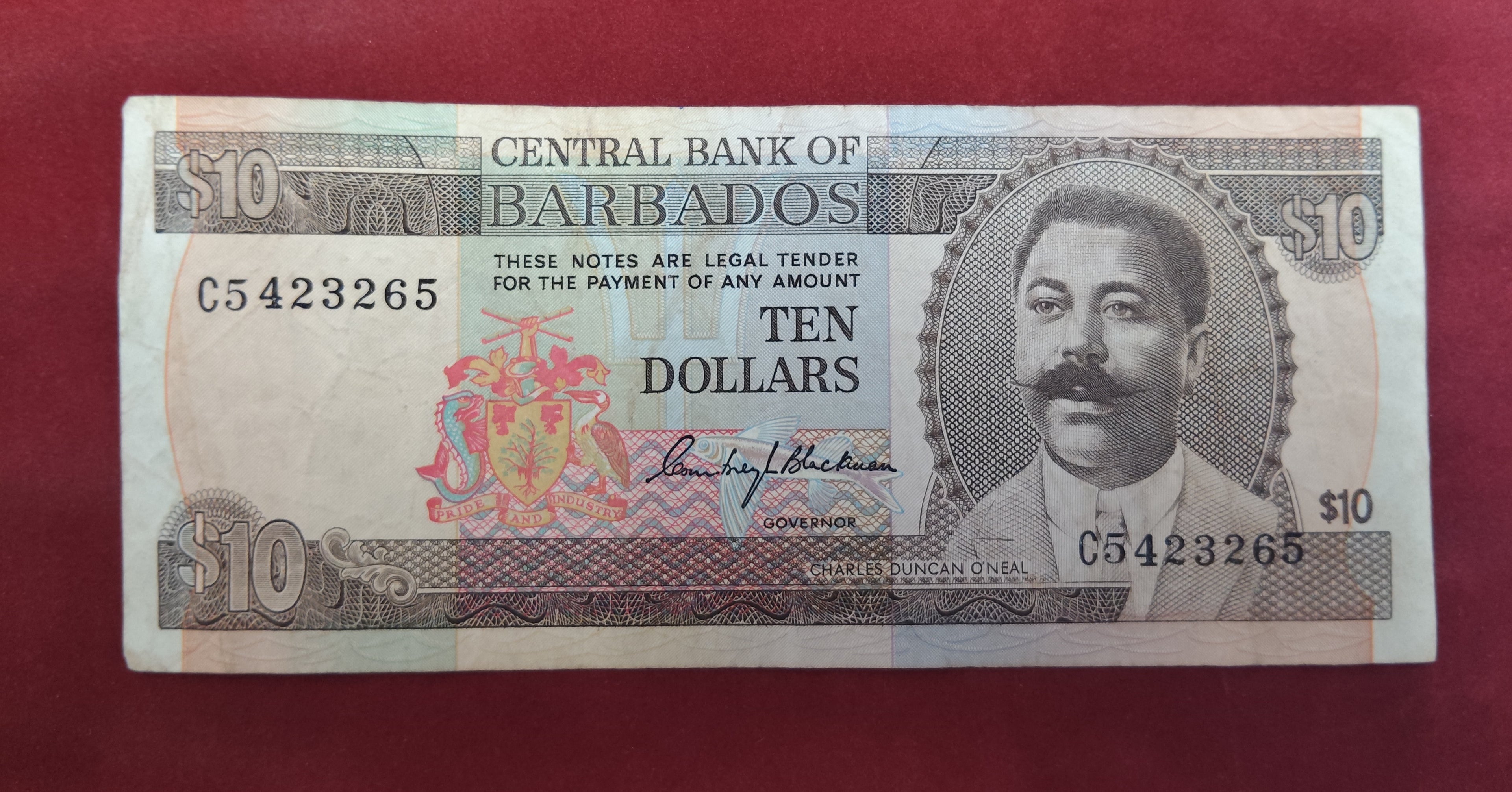 CENTRAL BANK OF BARBADOS 10 DOLLARS