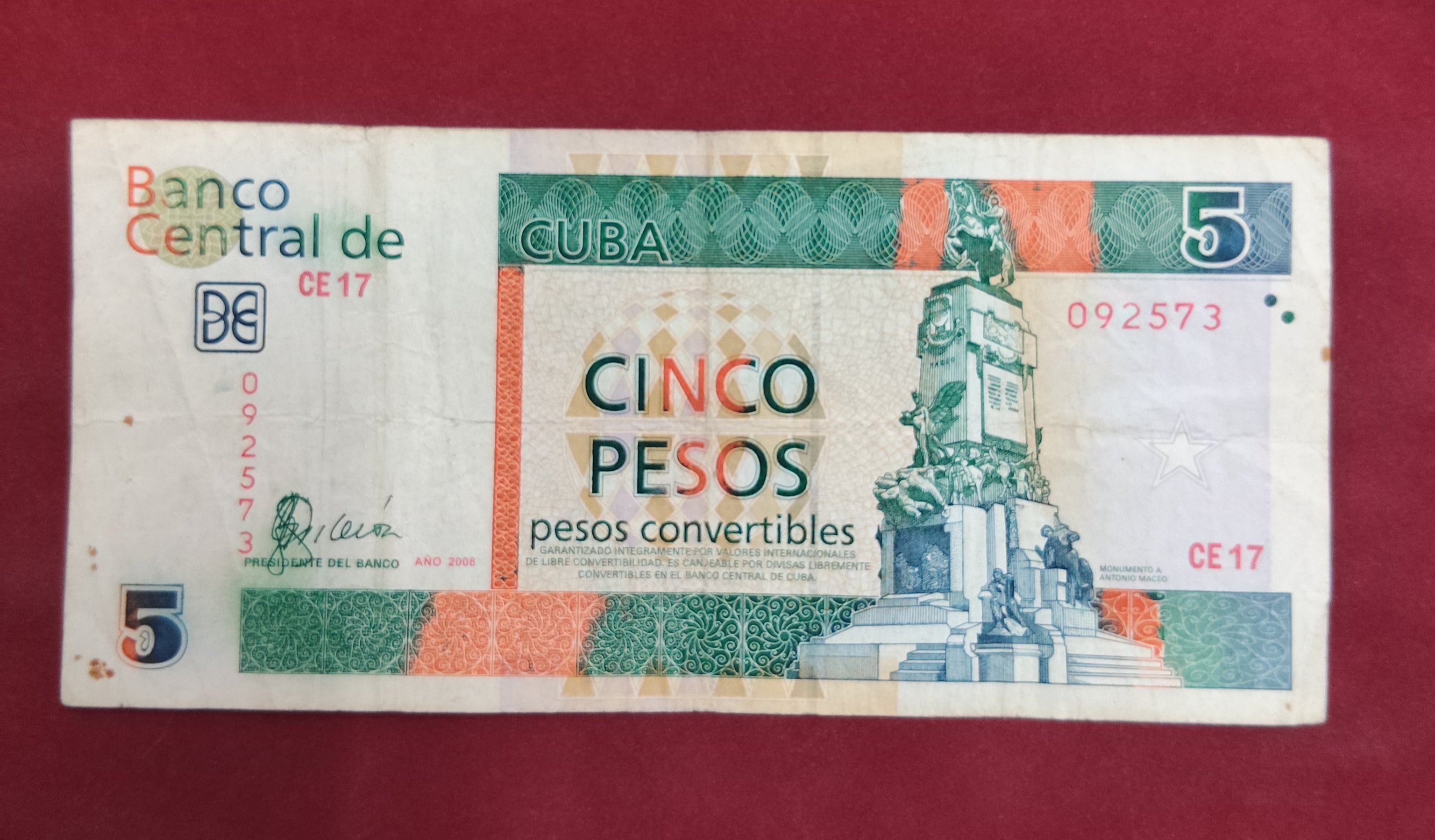CENTRAL BANK OF CUBA 5 PESOS