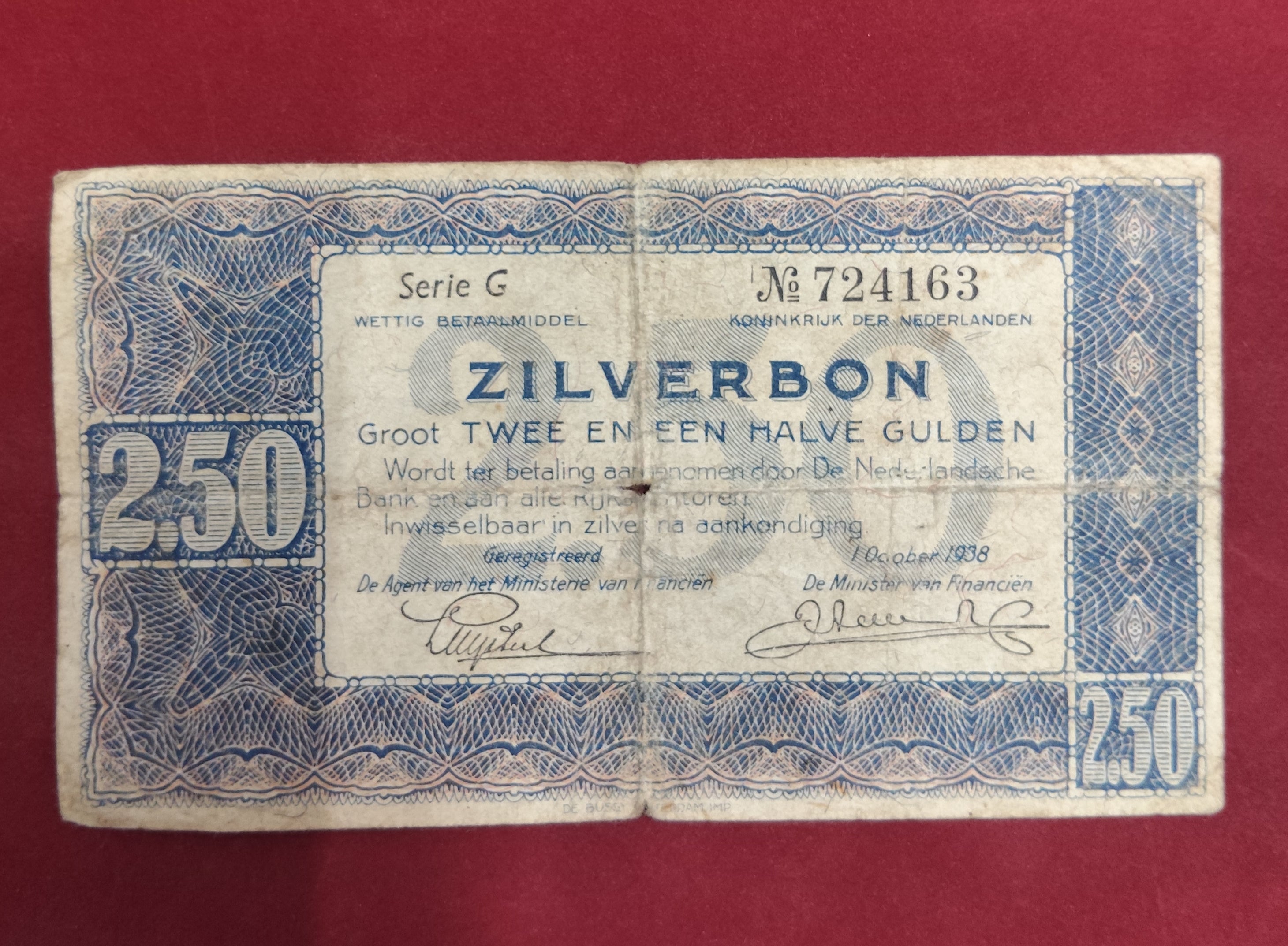 BANK OF NETHERLANDS 2.50 GULDEN