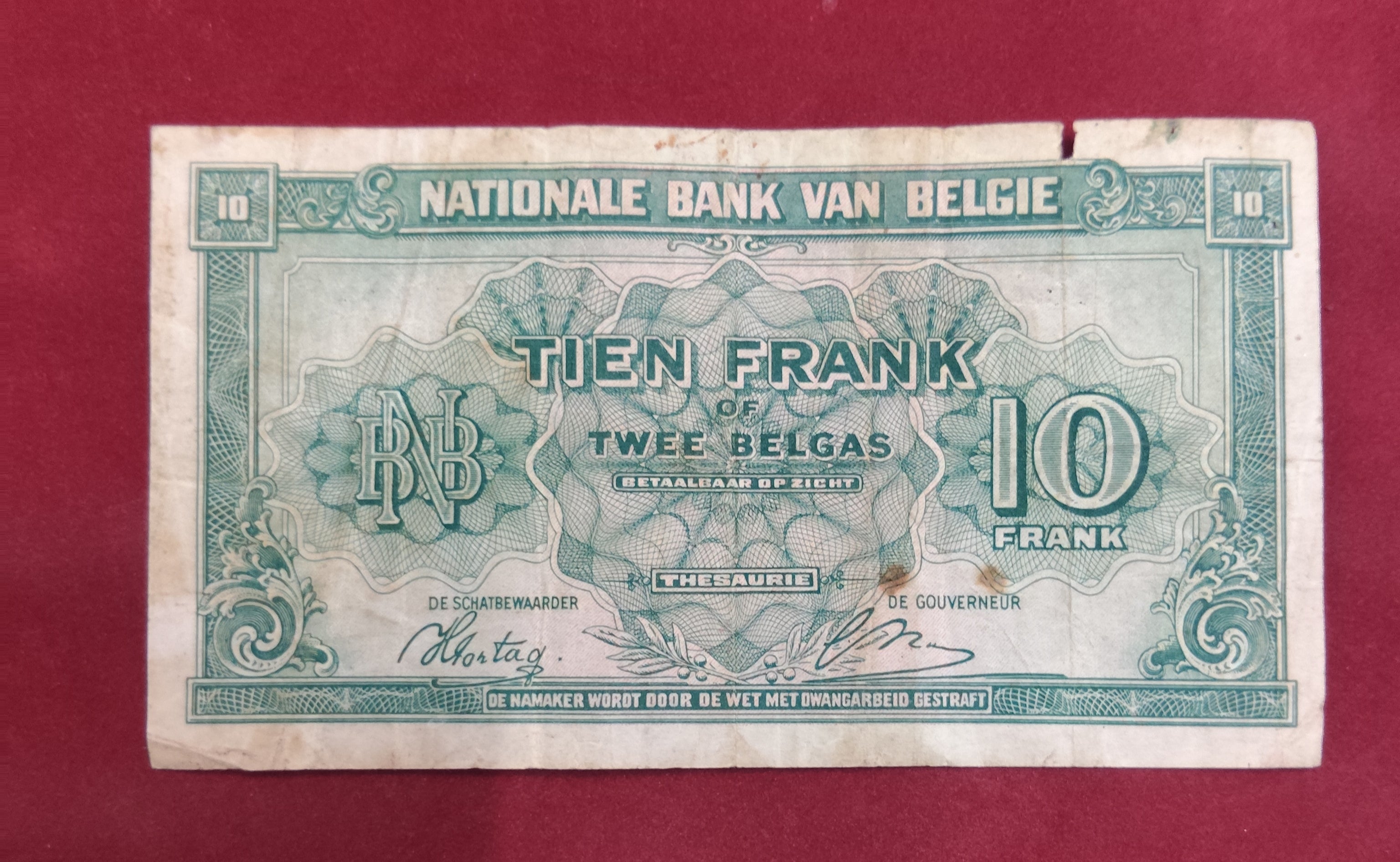 NATIONAL BANK OF BELGIUM 10 FRANCS