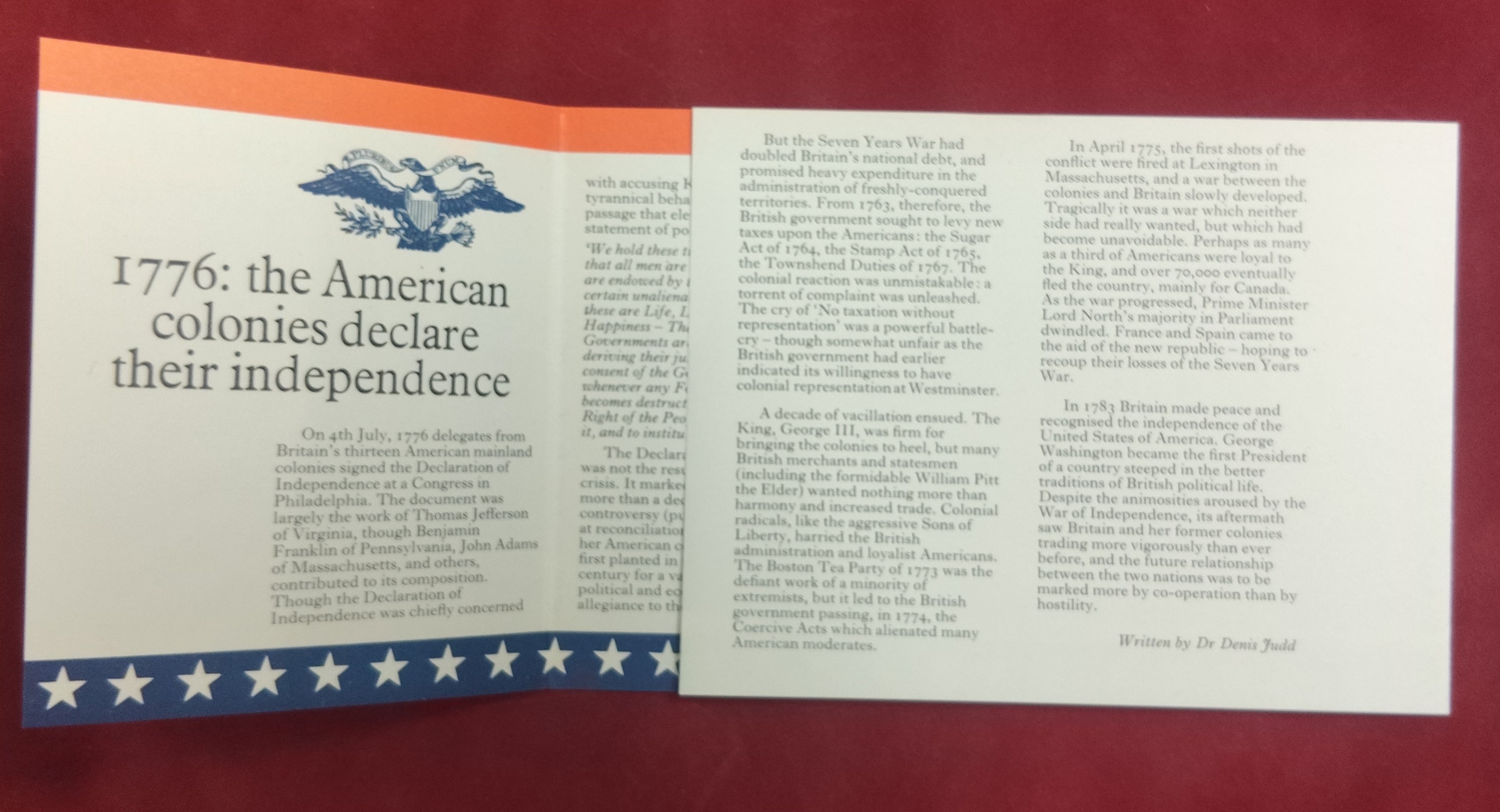 Bicentennial of American Independence 1976 British Presentation