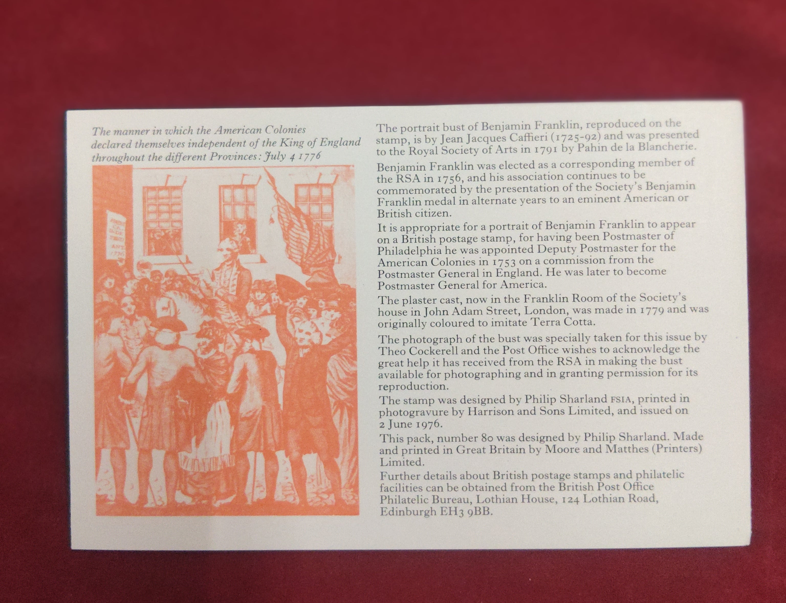 Bicentennial of American Independence 1976 British Presentation