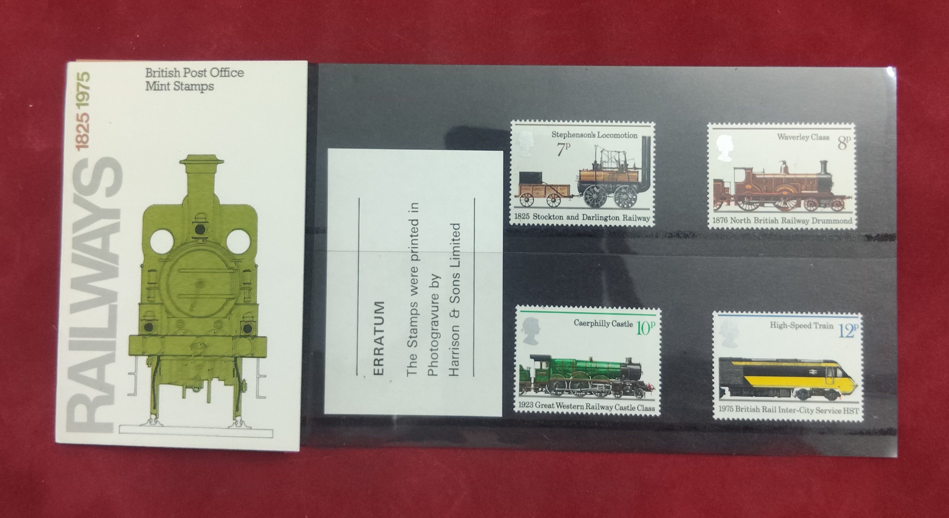 1975 ROYAL MAIL PRESENTATION PACK RAILWAYS 1825-1975 MINT DECIMAL STAMPS
