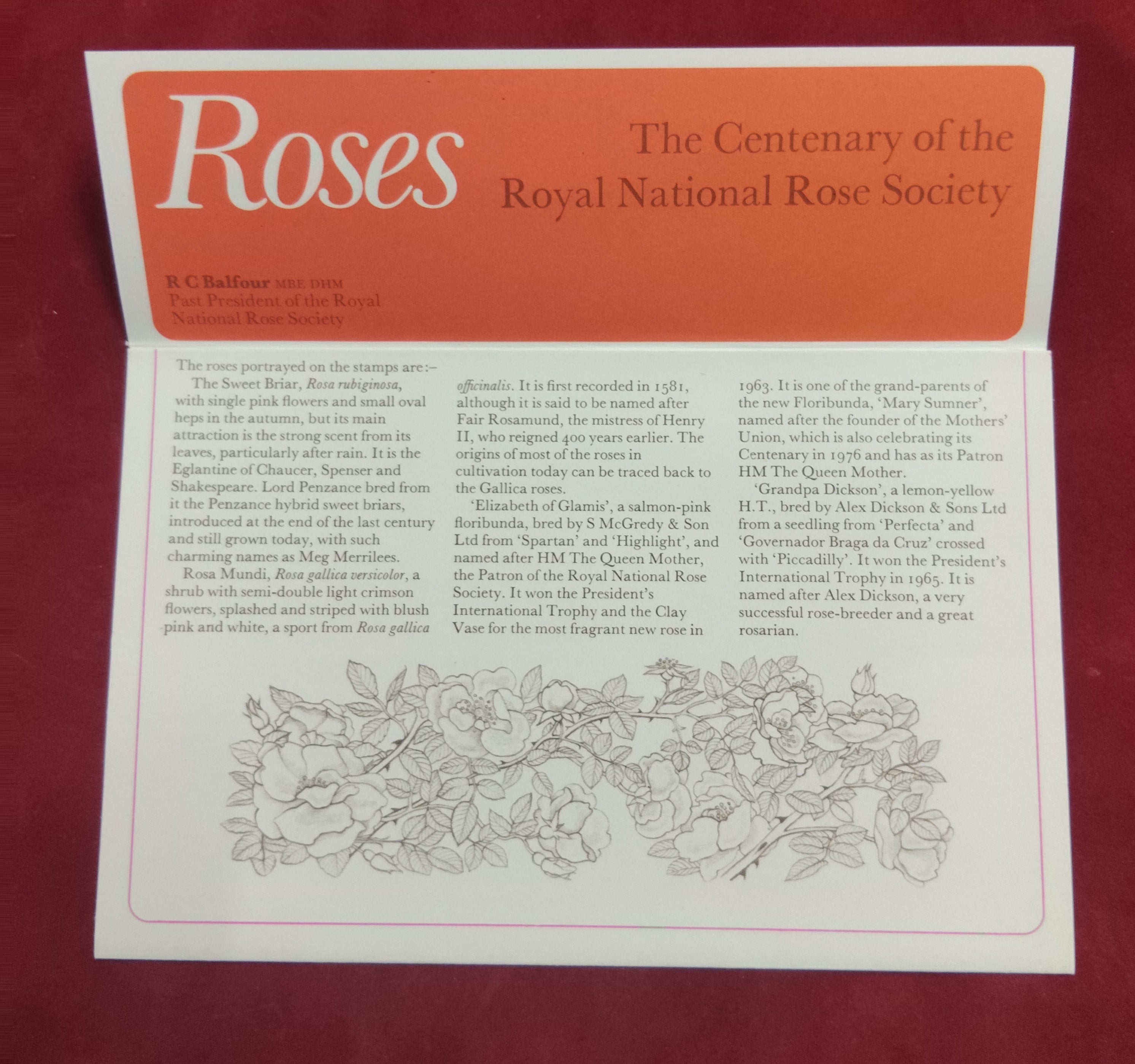 1976 MNH ROSES STAMPS PRESENTATION