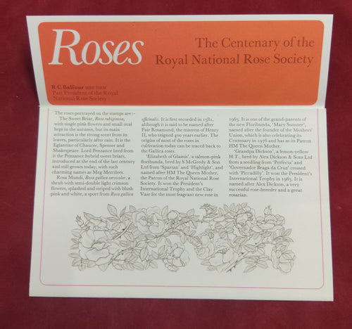 1976 MNH ROSES STAMPS PRESENTATION