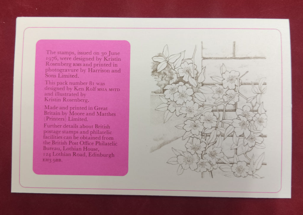 1976 MNH ROSES STAMPS PRESENTATION