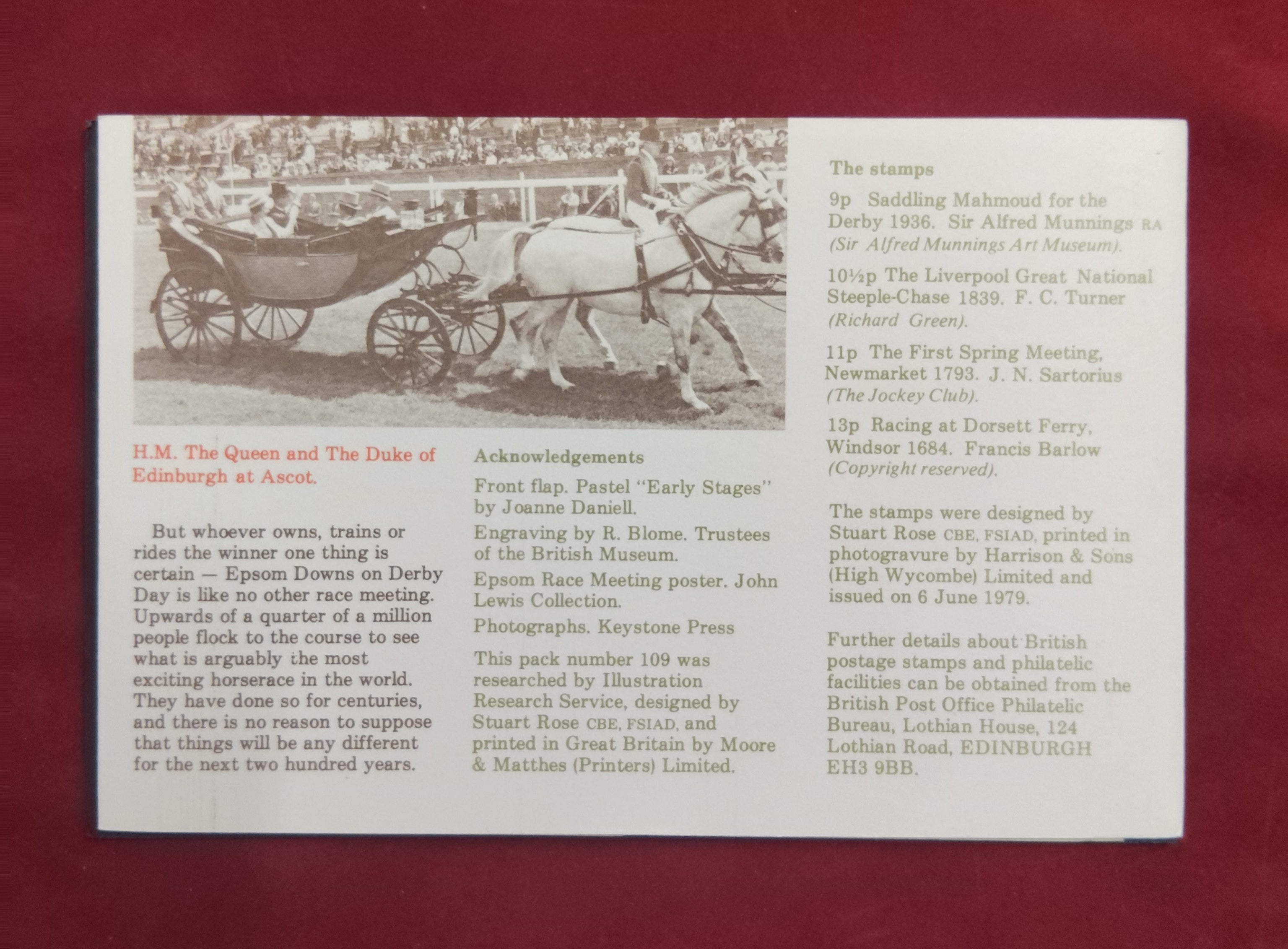 Horseracing Paintings and Bicentenary of The Derby 1979 Royal Mail Mint Stamps