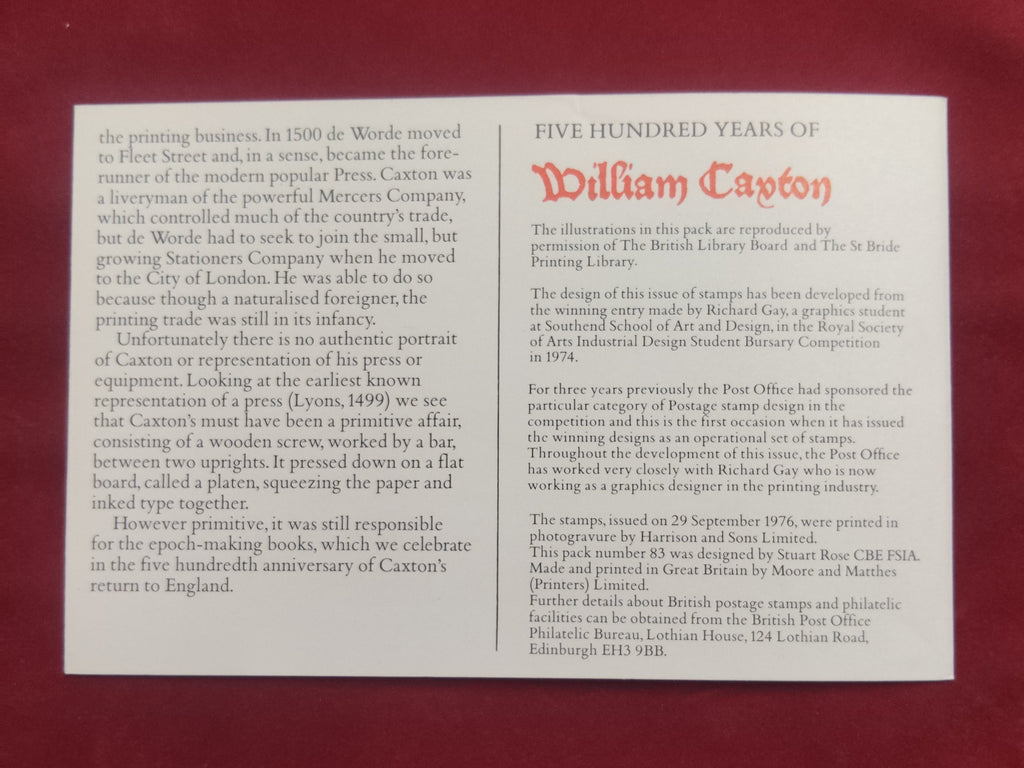1976 WILLIAM CAXTON PRESENTATION