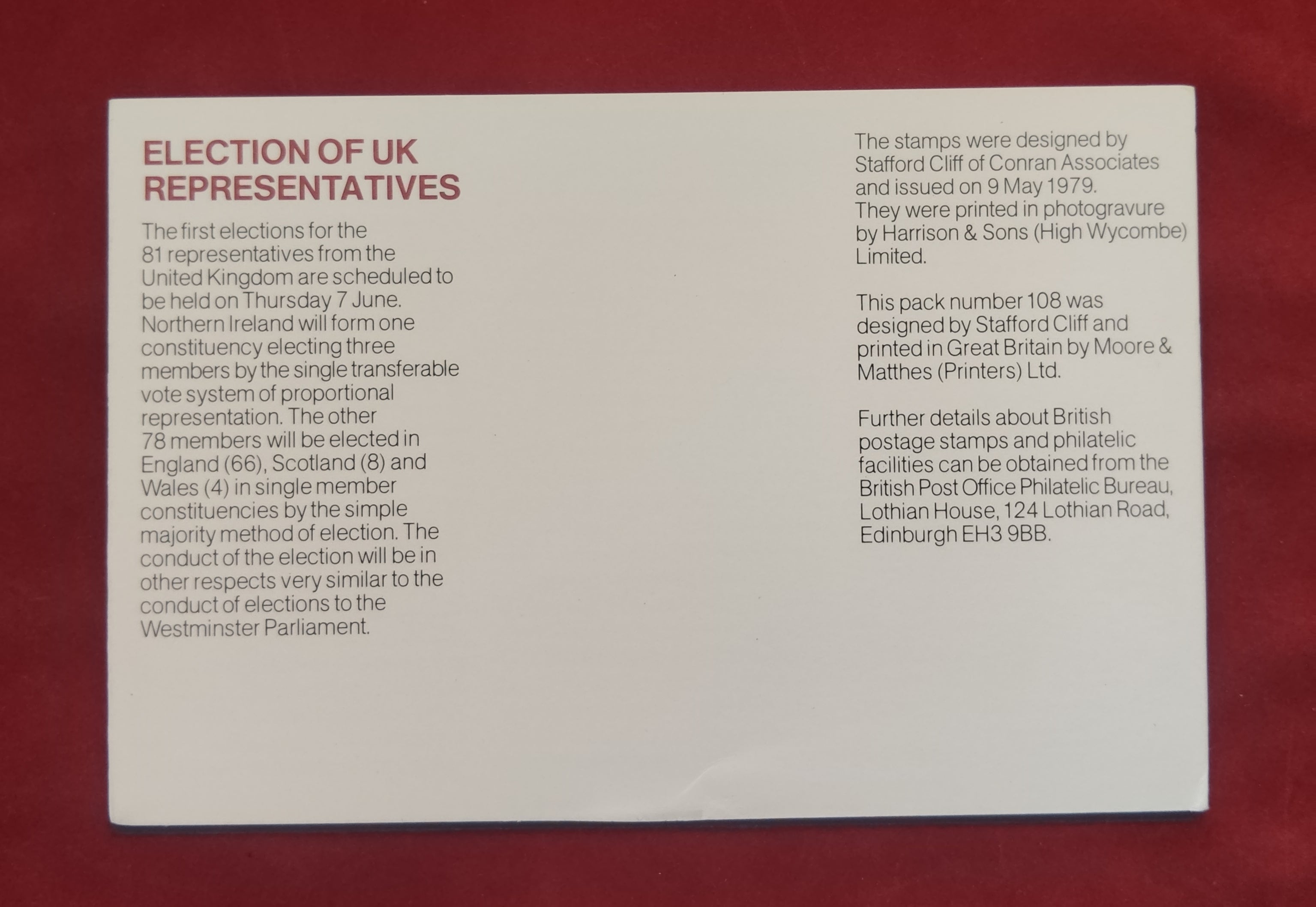 mint stamps Elections to European Assembly presentation 1979